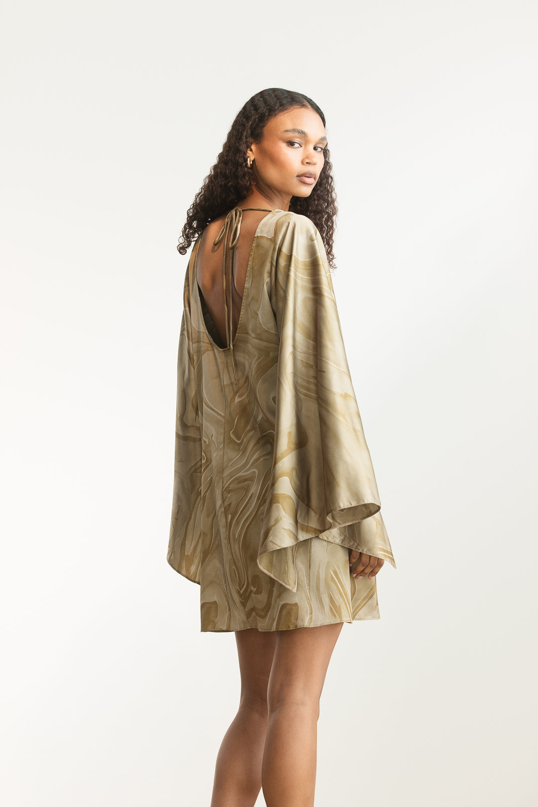 Mampule Satin Open Back Mini _ 168254 _ Fatigue