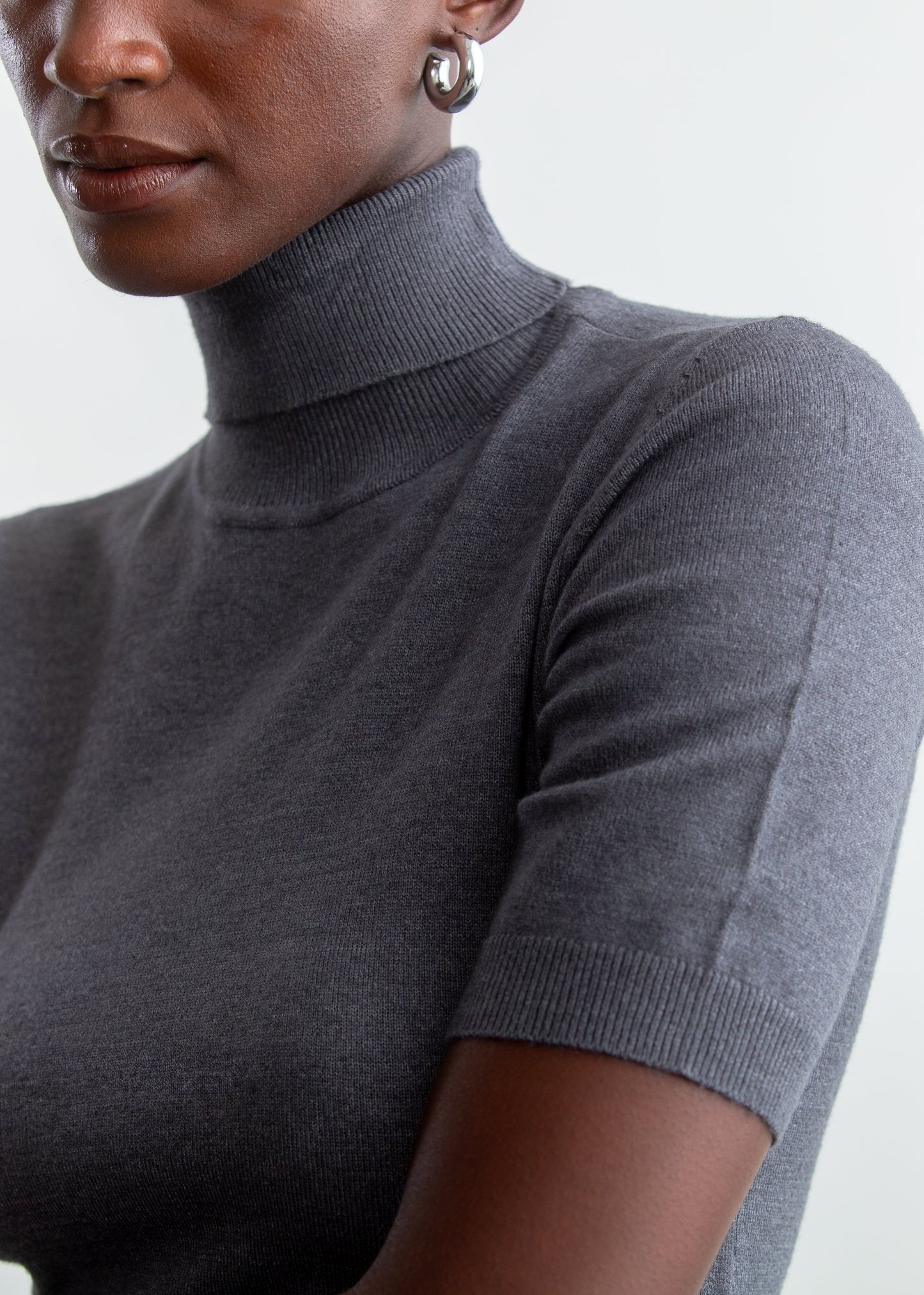 Nadia Polo Neck Ballerina Sleeve _ 157287 _ Grey