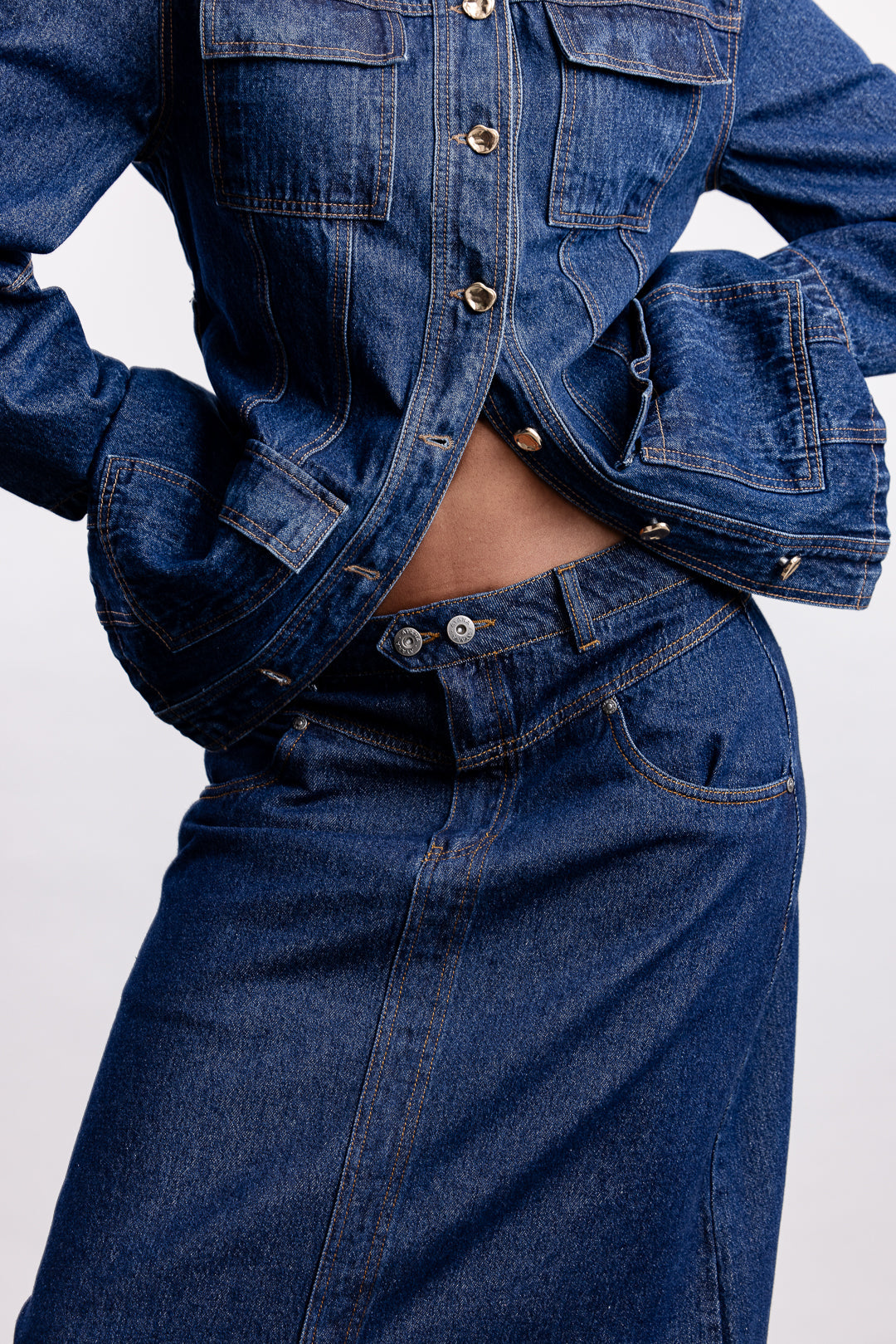 Phumelele Maxi Denim Skirt _ 164849 _ Dark Blue