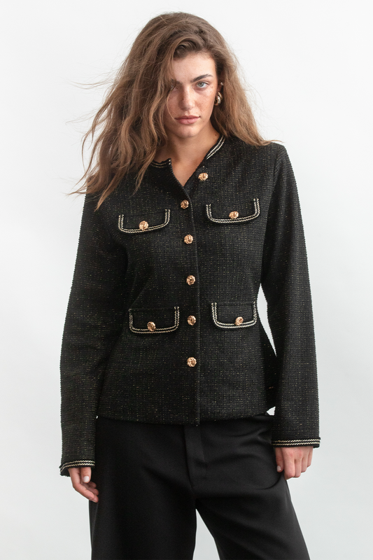 Olivia Boucle Jacket _ 163156 _ Black Texture