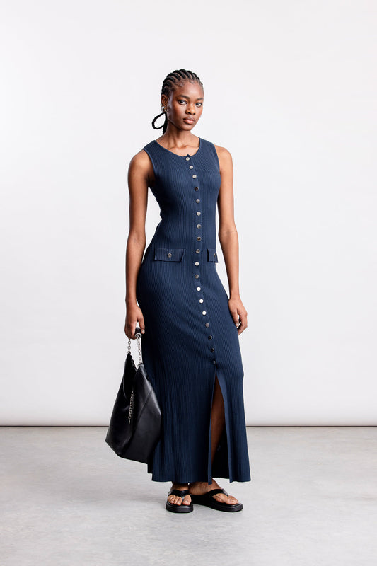 Azra Knitwear Sleeveless Maxi _ 167045 _ Ink