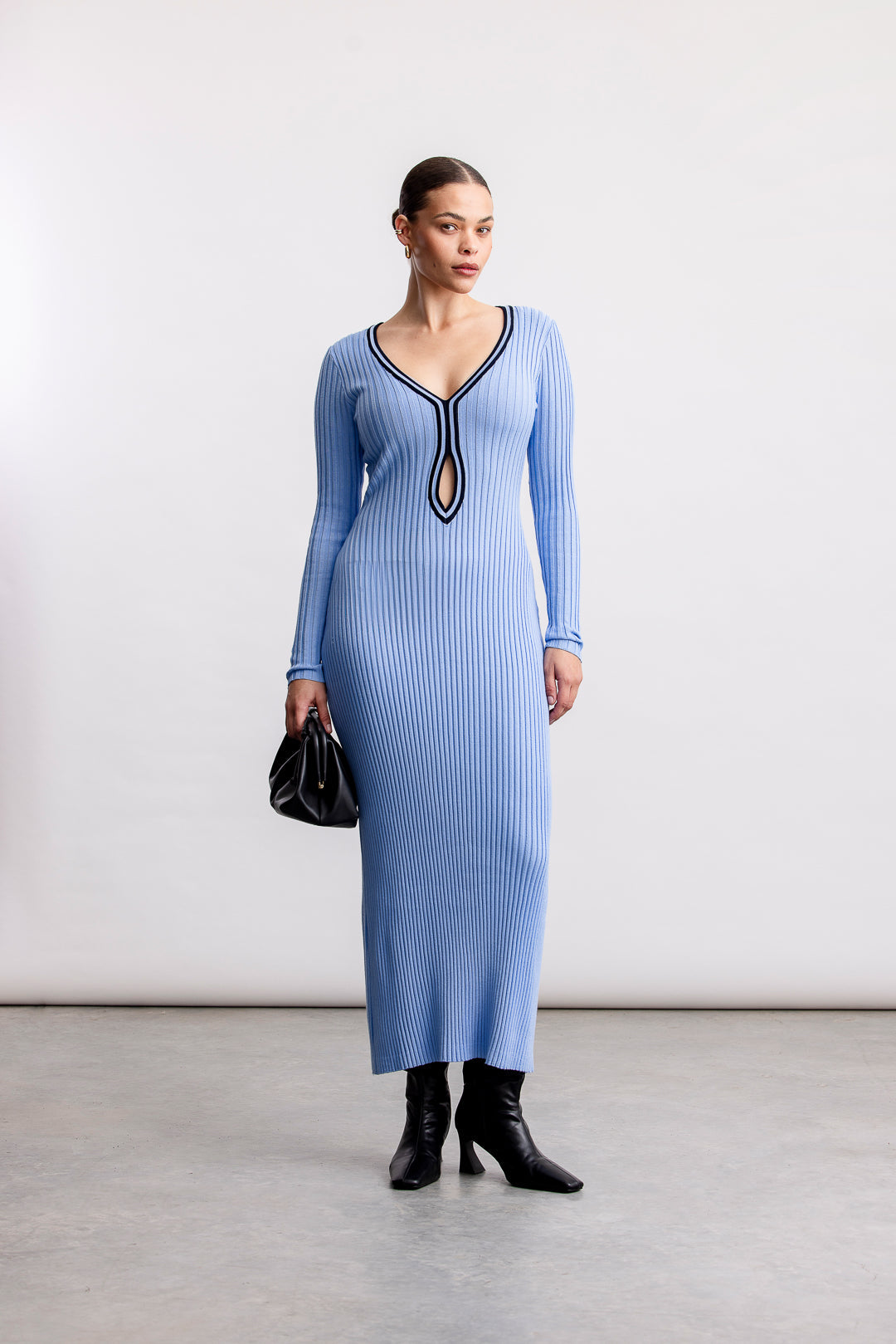 Audrey Maxi Knitwear Dress _ 162658 _ Blue Texture AYANA Audrey Maxi Knitwear Dress _ 162658 _ Blue Texture AYANA