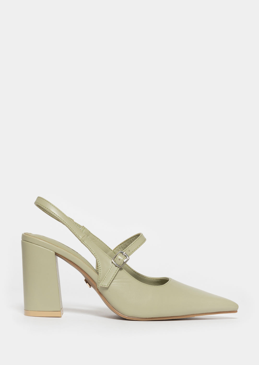 Ms Carver-Brown Pointy Block Heel _ 168084 _ Sage