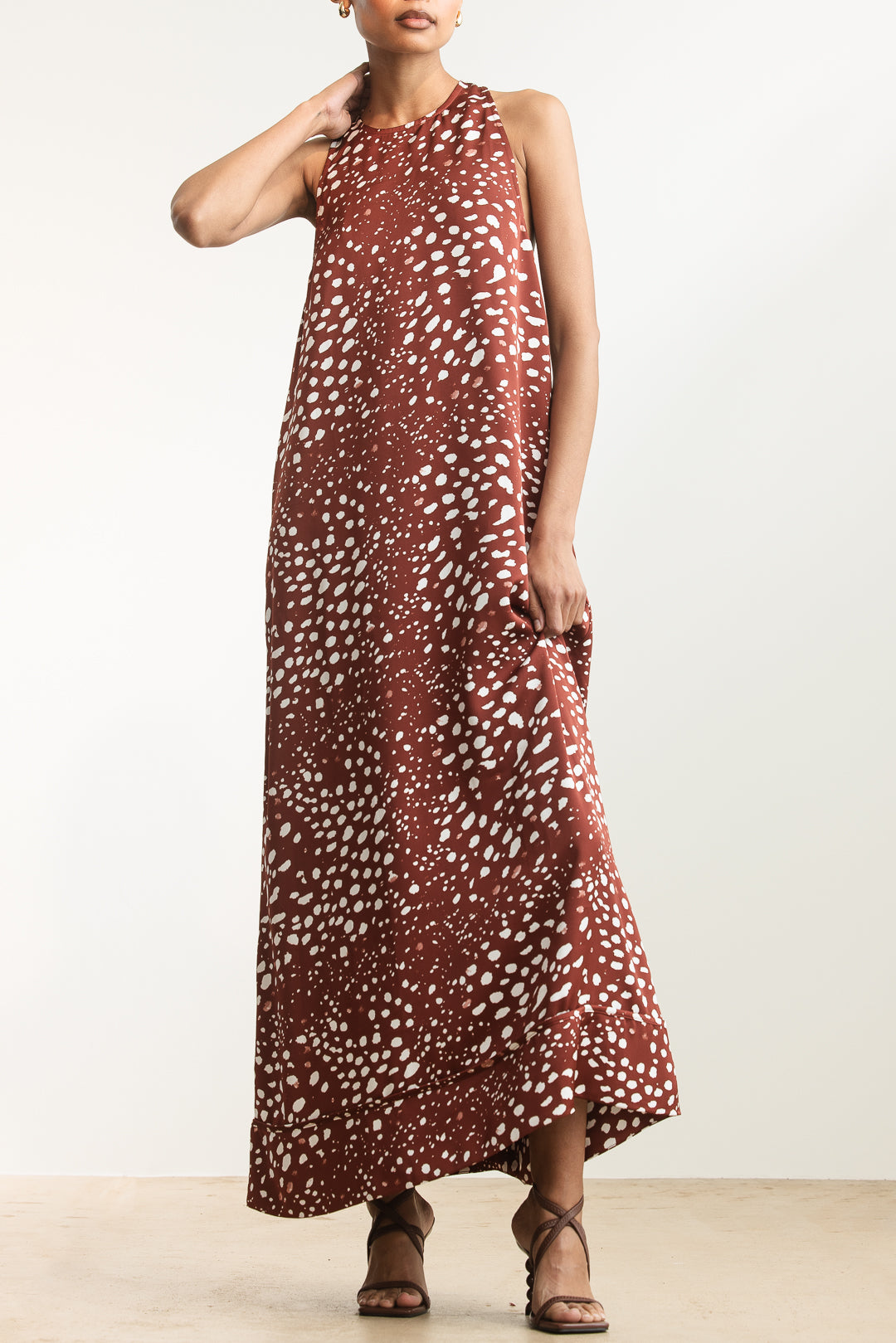 Pearl Satin Racerback Satin Maxi