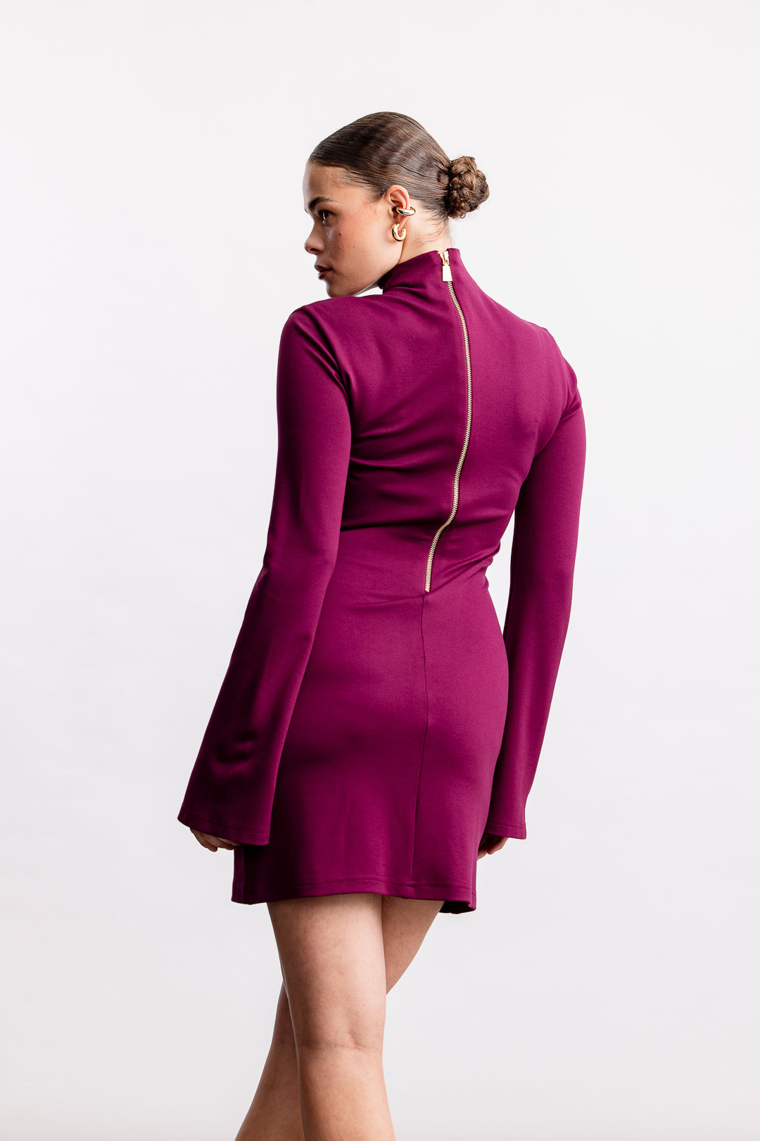 Medina Ponte Flare Sleeve Mini _ 161466 _ Burgundy