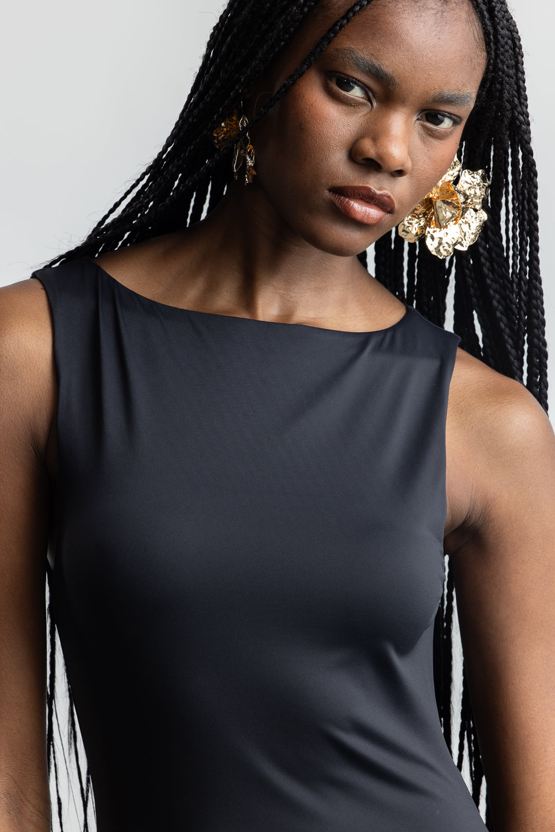 Camille Boat Neck Maxi _ 167866 _ Black Texture