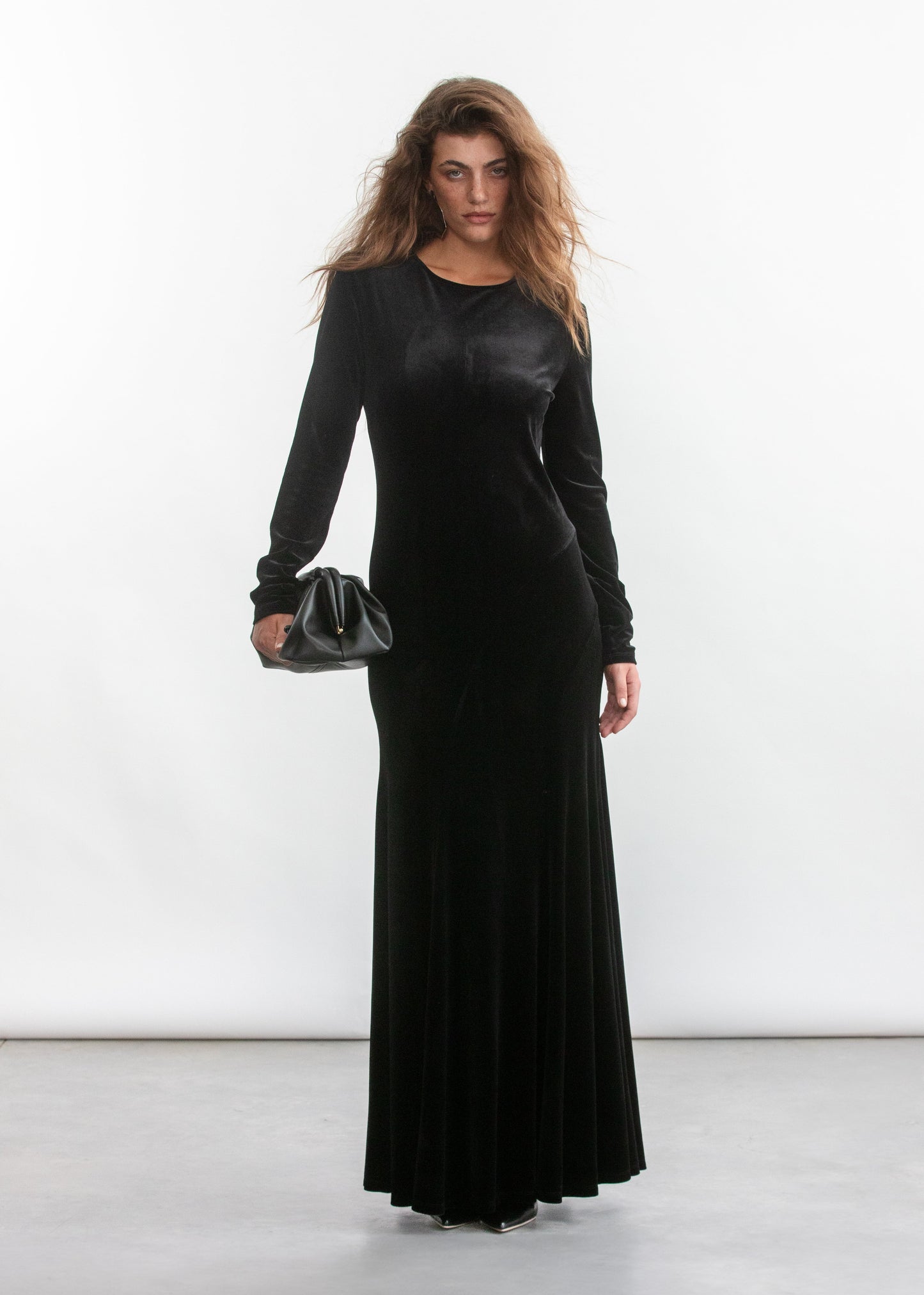 Cleo Velour Maxi Dress _ 157119 _ Black Texture