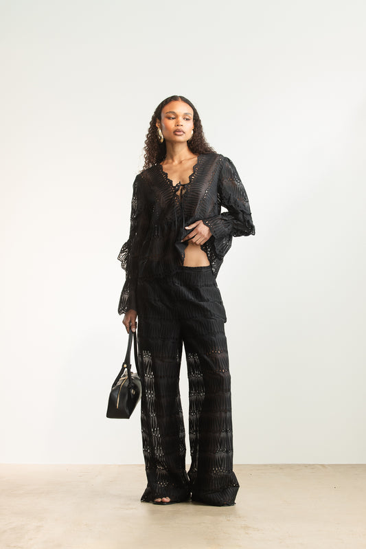 Naledi Embroidered Wide Leg Pants