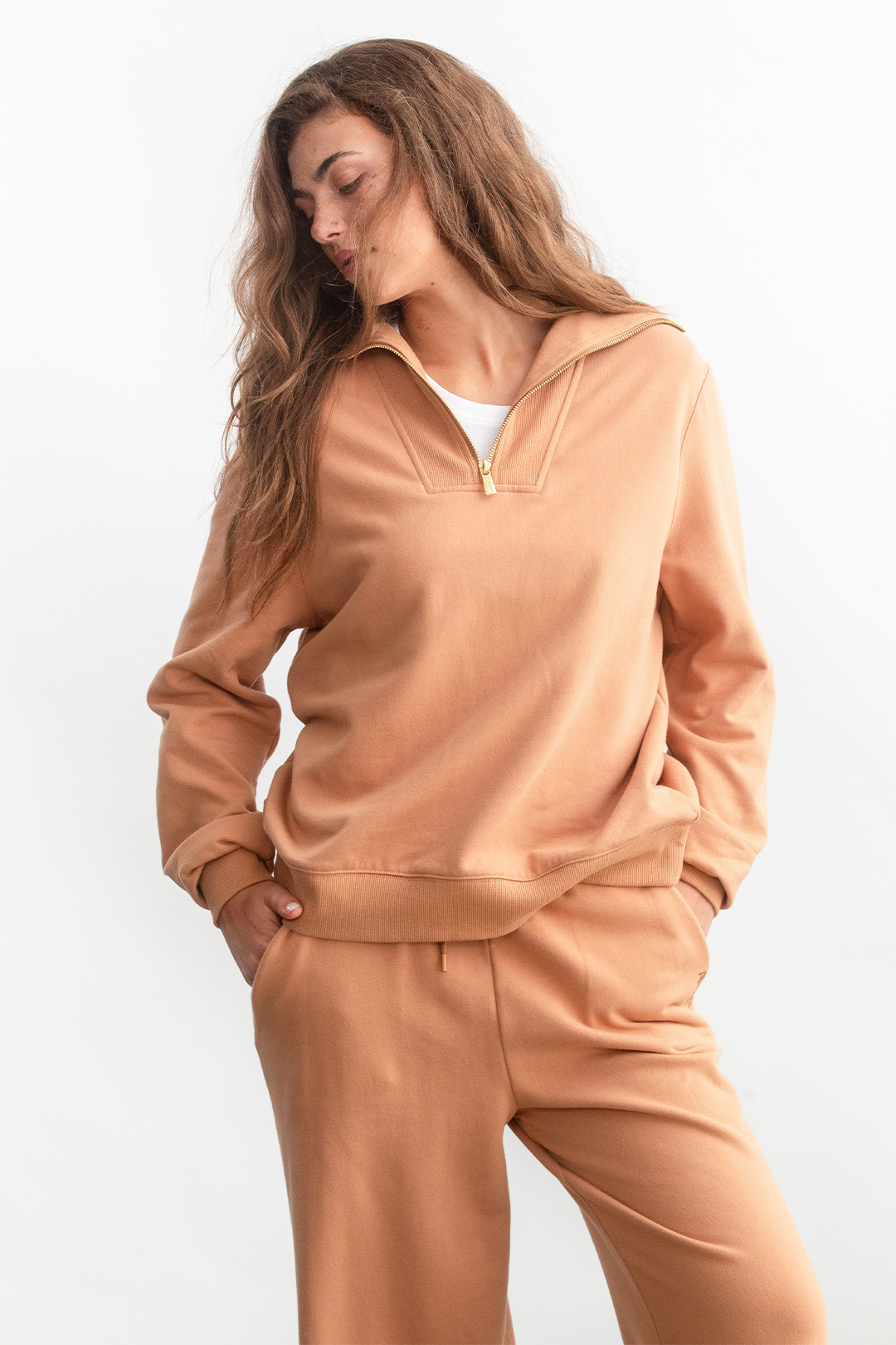 Catherine 1/4 Zip Sweatshirt _ 160258 _ Tan