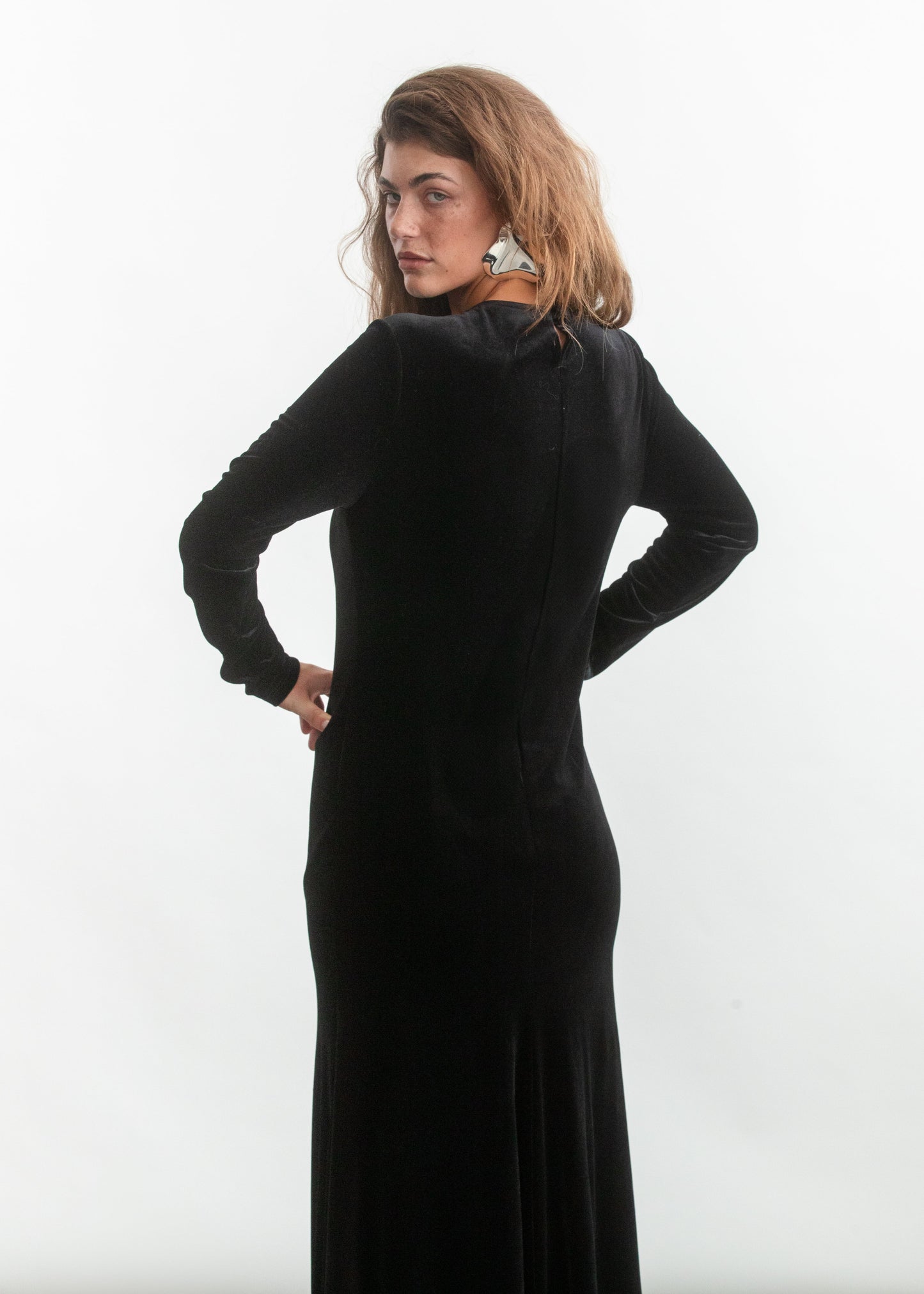 Cleo Velour Maxi Dress _ 157119 _ Black Texture