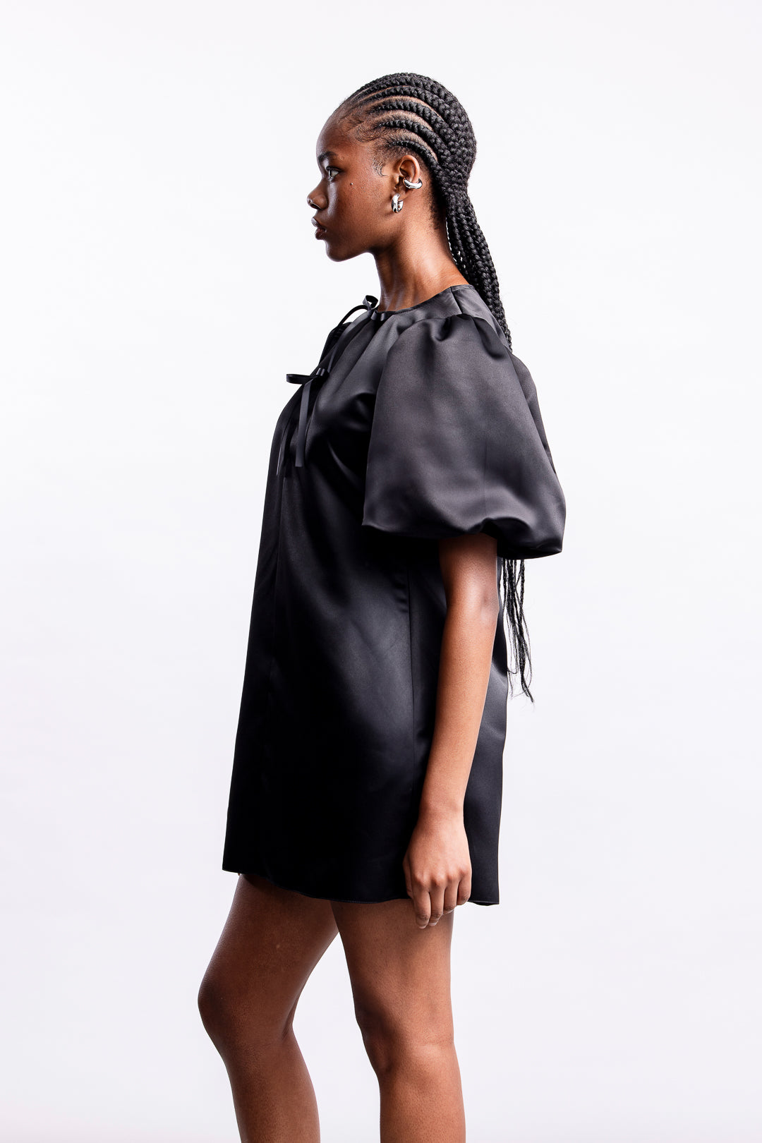 Erin Puff Sleeve Mini _ 164854 _ Black Texture