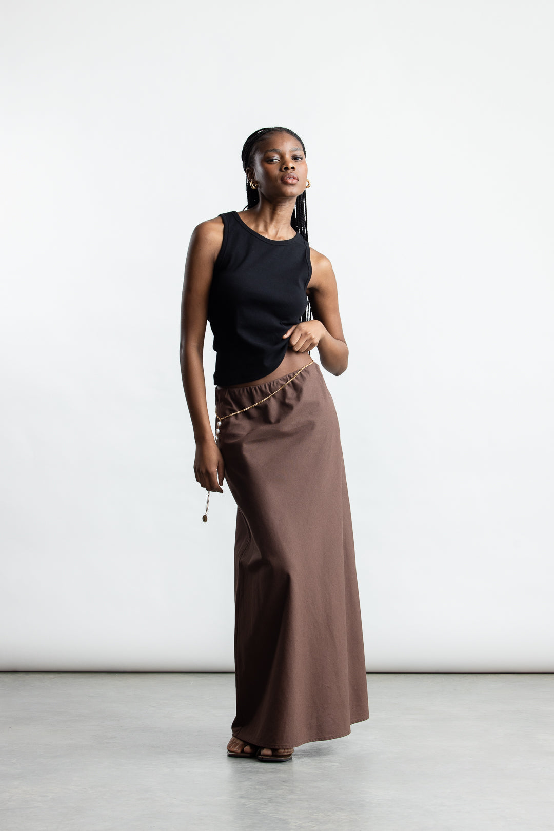Amanda A-Line Maxi Skirt _ 168008 _ Chocolate – AYANA