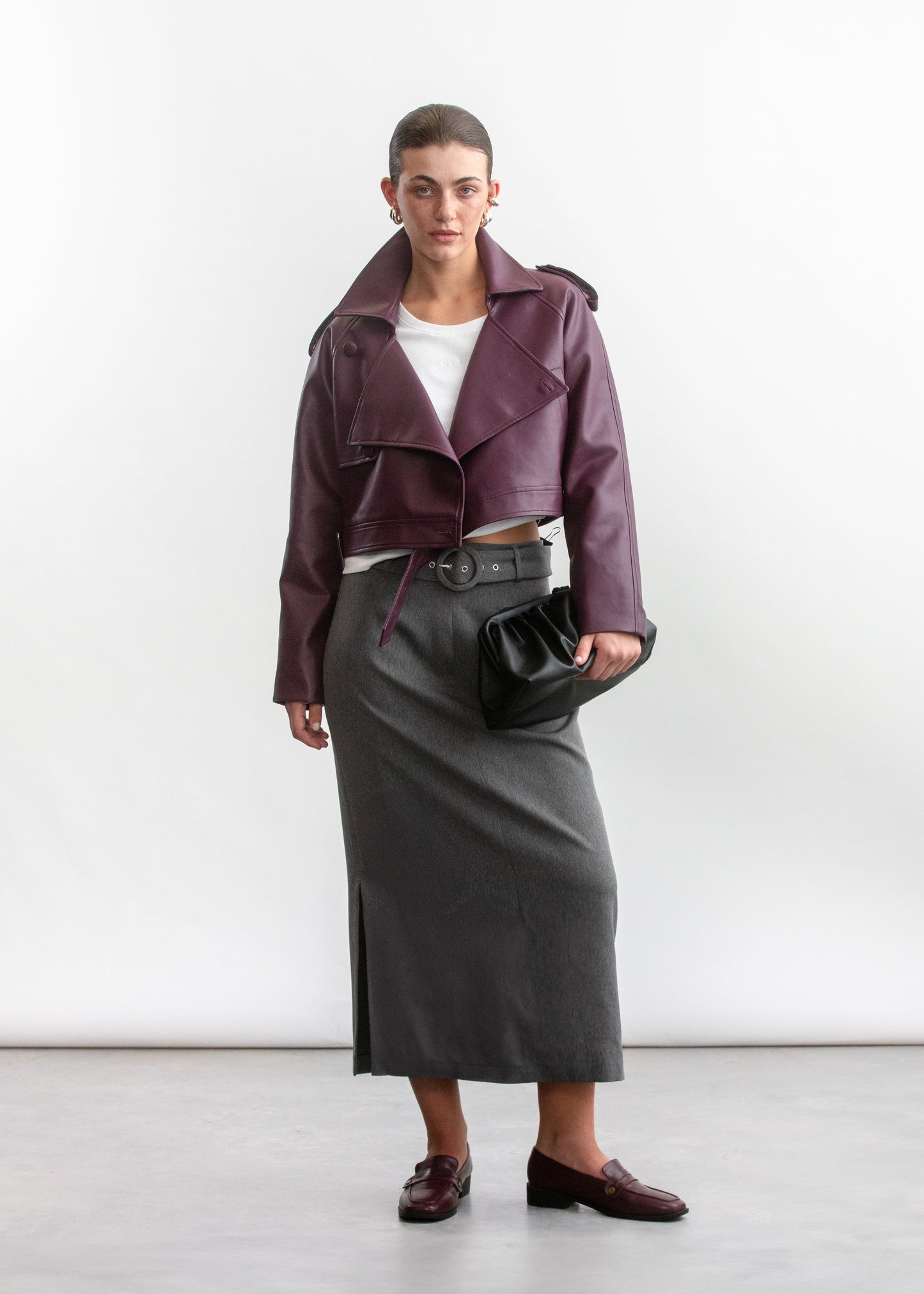 Cleo Pencil Skirt _ 157594 _ Charcoal