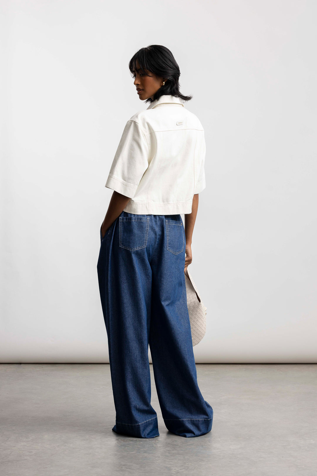 Solene Cropped Denim Jacket _ 167860 _ Ecru