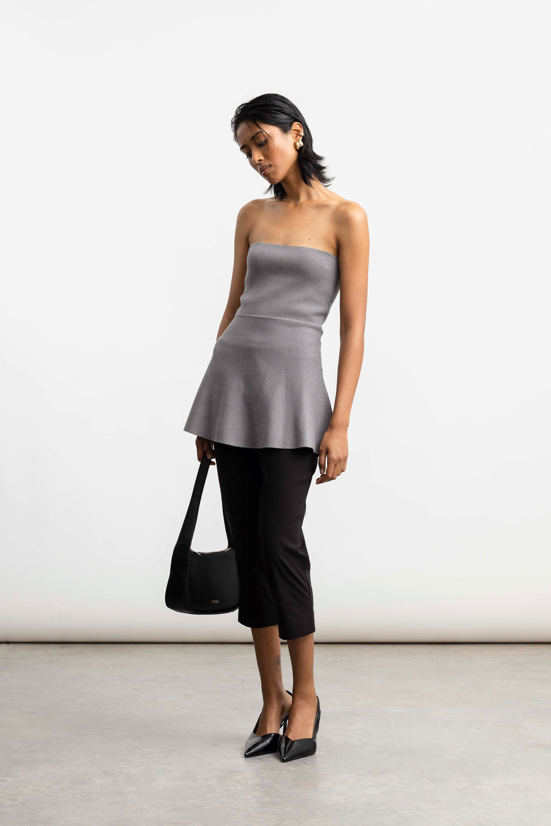 Amari Peplum Knit Boobtube _ 167832 _ Grey