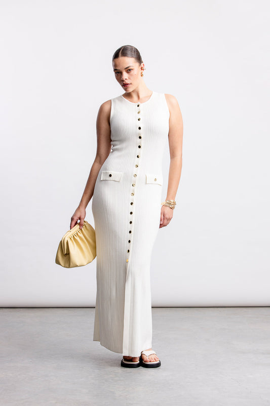 Azra Knitwear Sleeveless Dress _ 167046 _ Cream