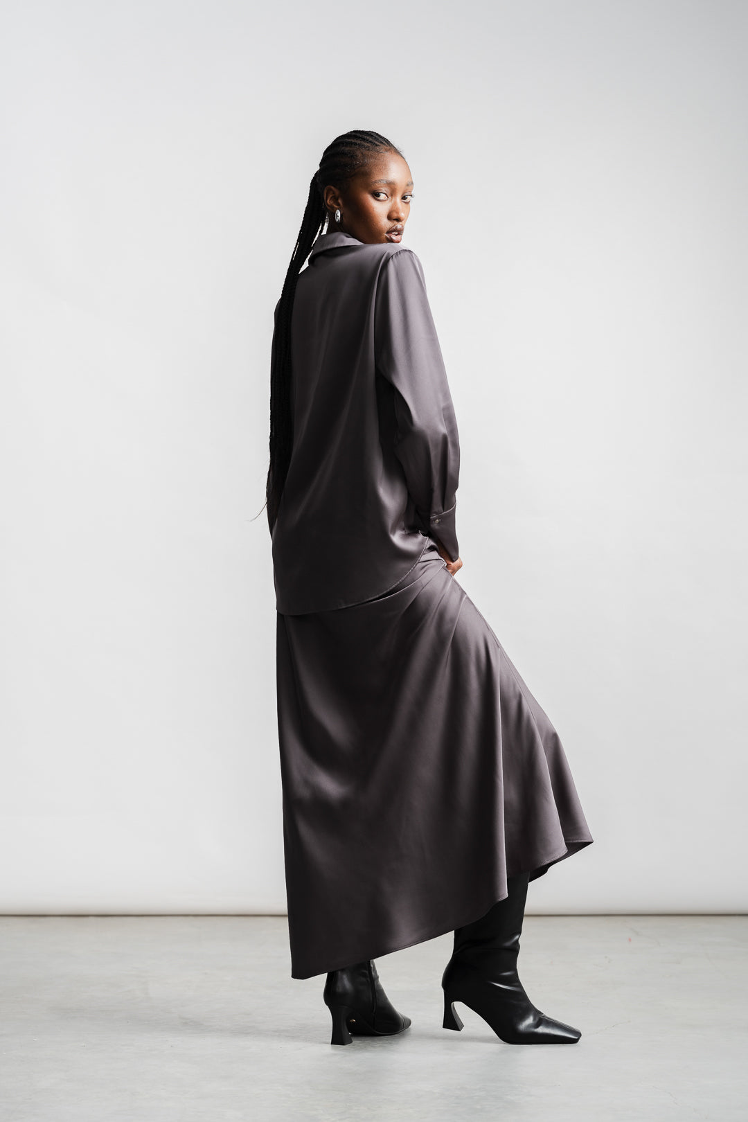 Selena Slip Skirt _ 157596 _ Charcoal