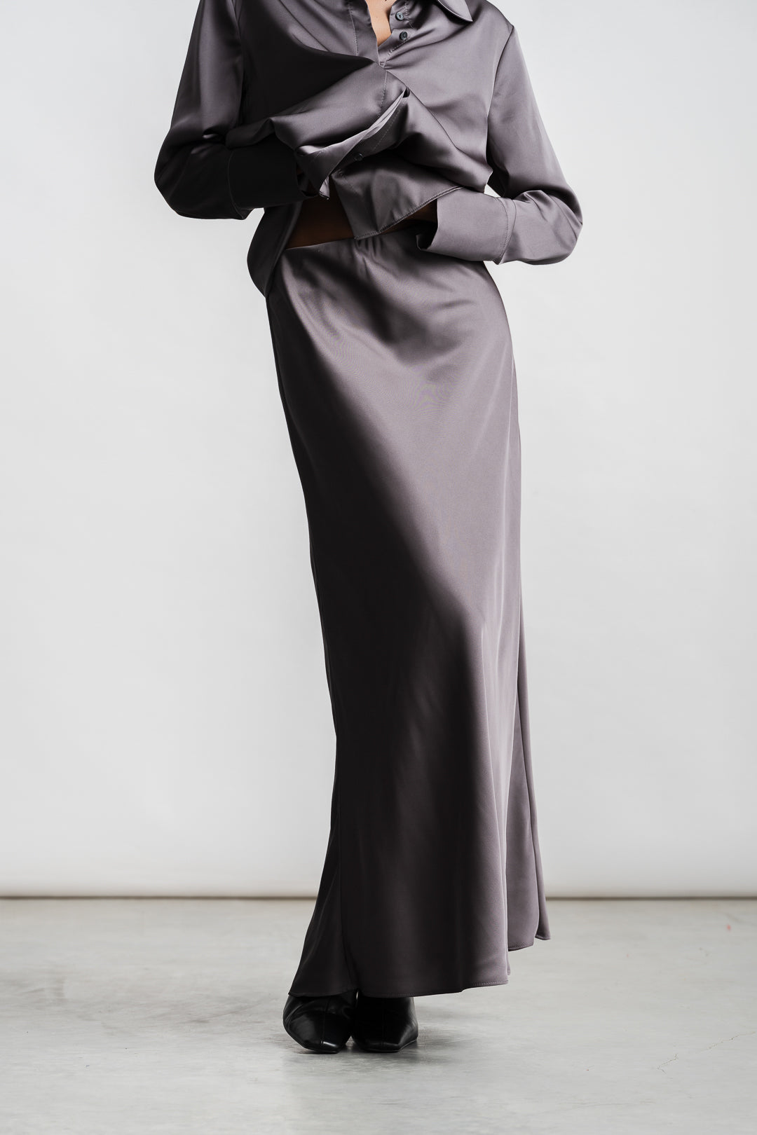 Selena Slip Skirt _ 157596 _ Charcoal