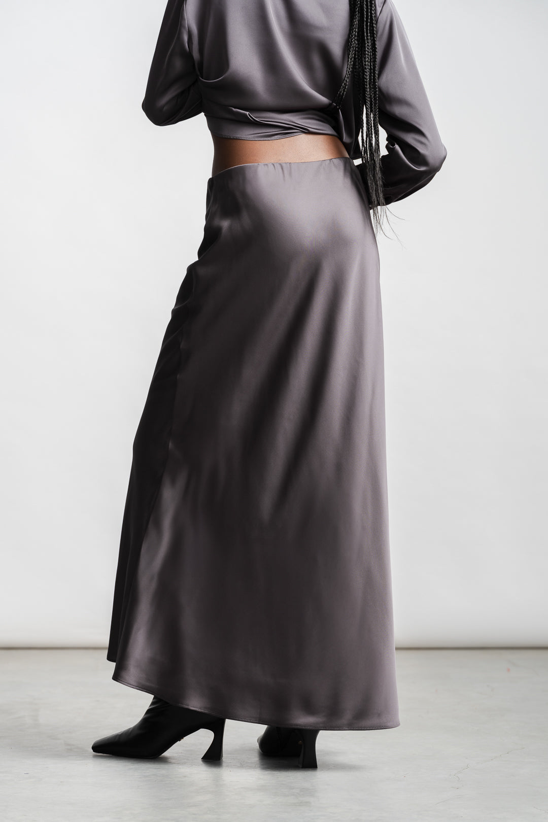 Selena Slip Skirt _ 157596 _ Charcoal