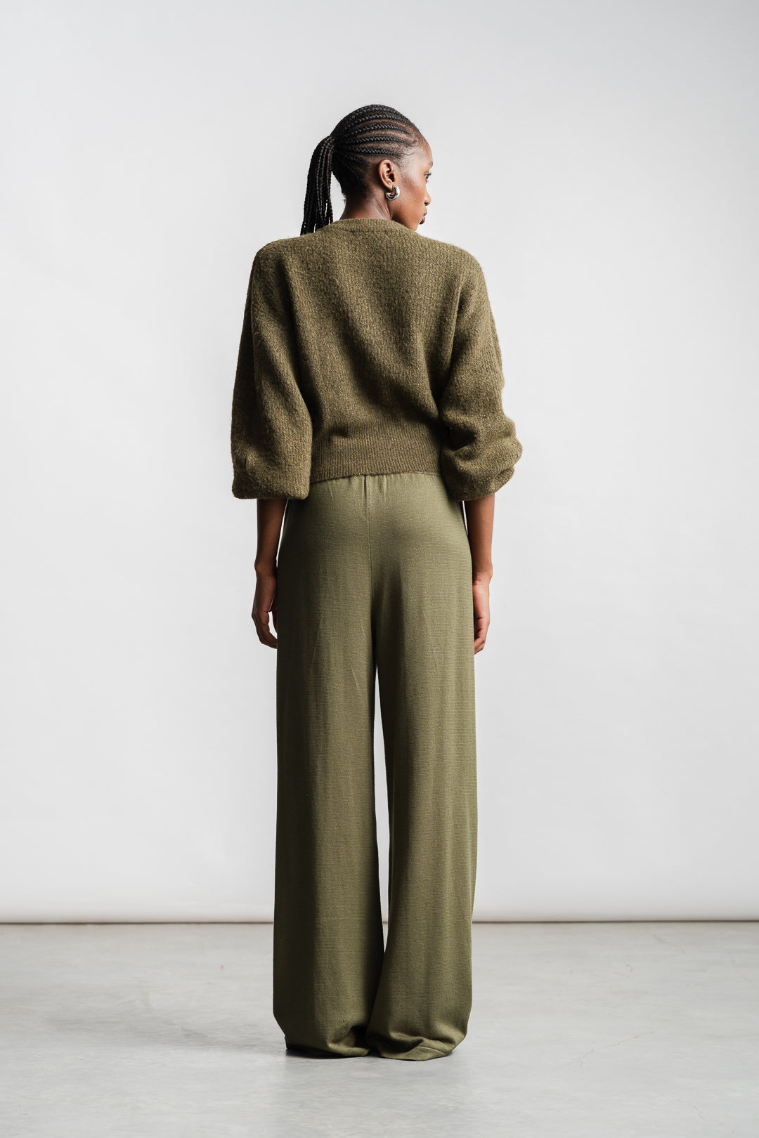 Oyama Knitwear Wide Leg Pants _ 160697 _ Olive