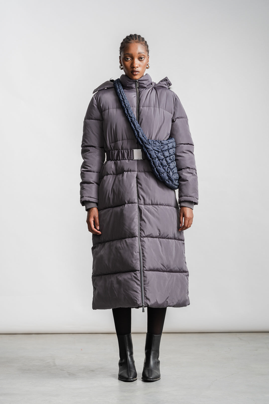 Lesego Belted Puffer Coat _ 162086 _ Charcoal