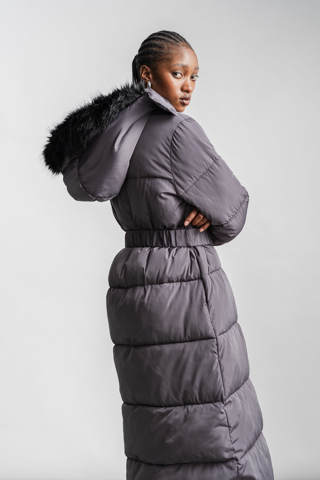 Lesego Belted Puffer Coat _ 162086 _ Charcoal