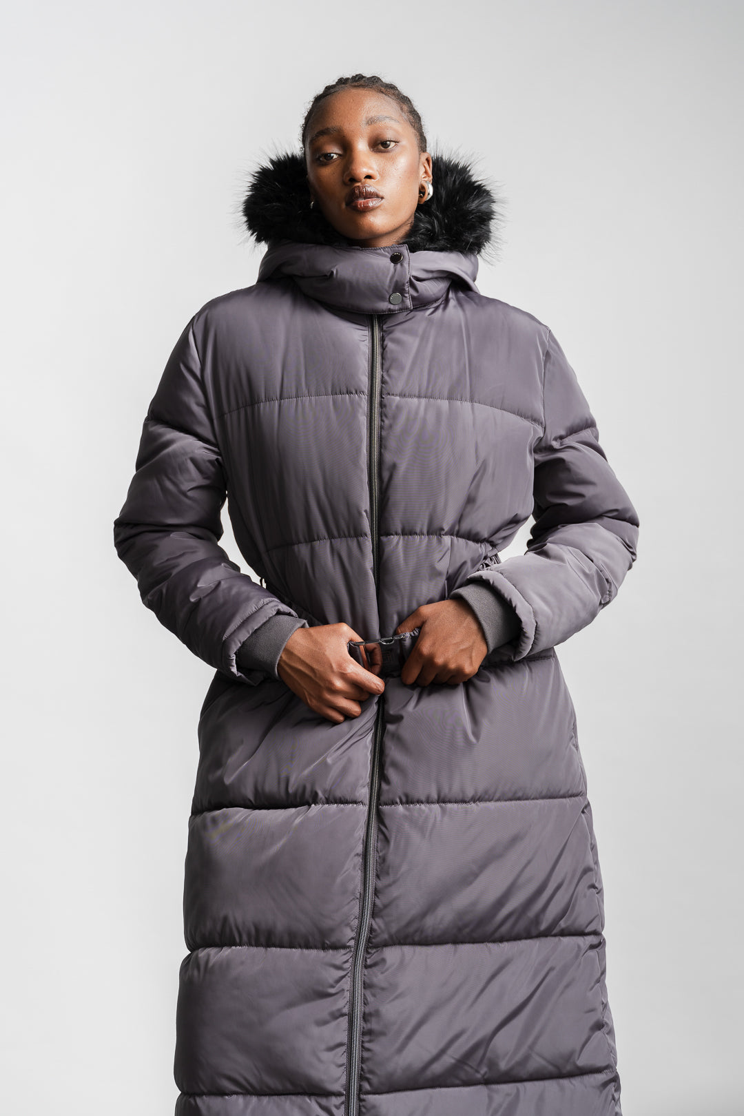 Lesego Belted Puffer Coat _ 162086 _ Charcoal