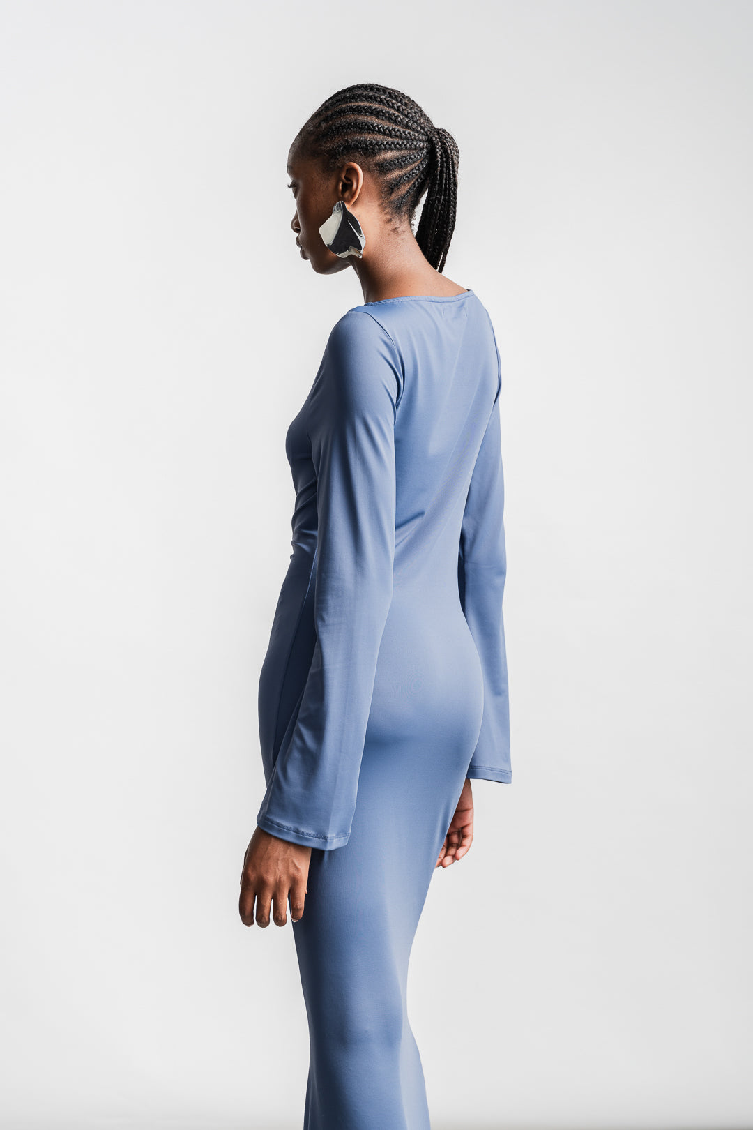 Khloe Long Sleeve Bodycon _ 160591 _ Blue Texture