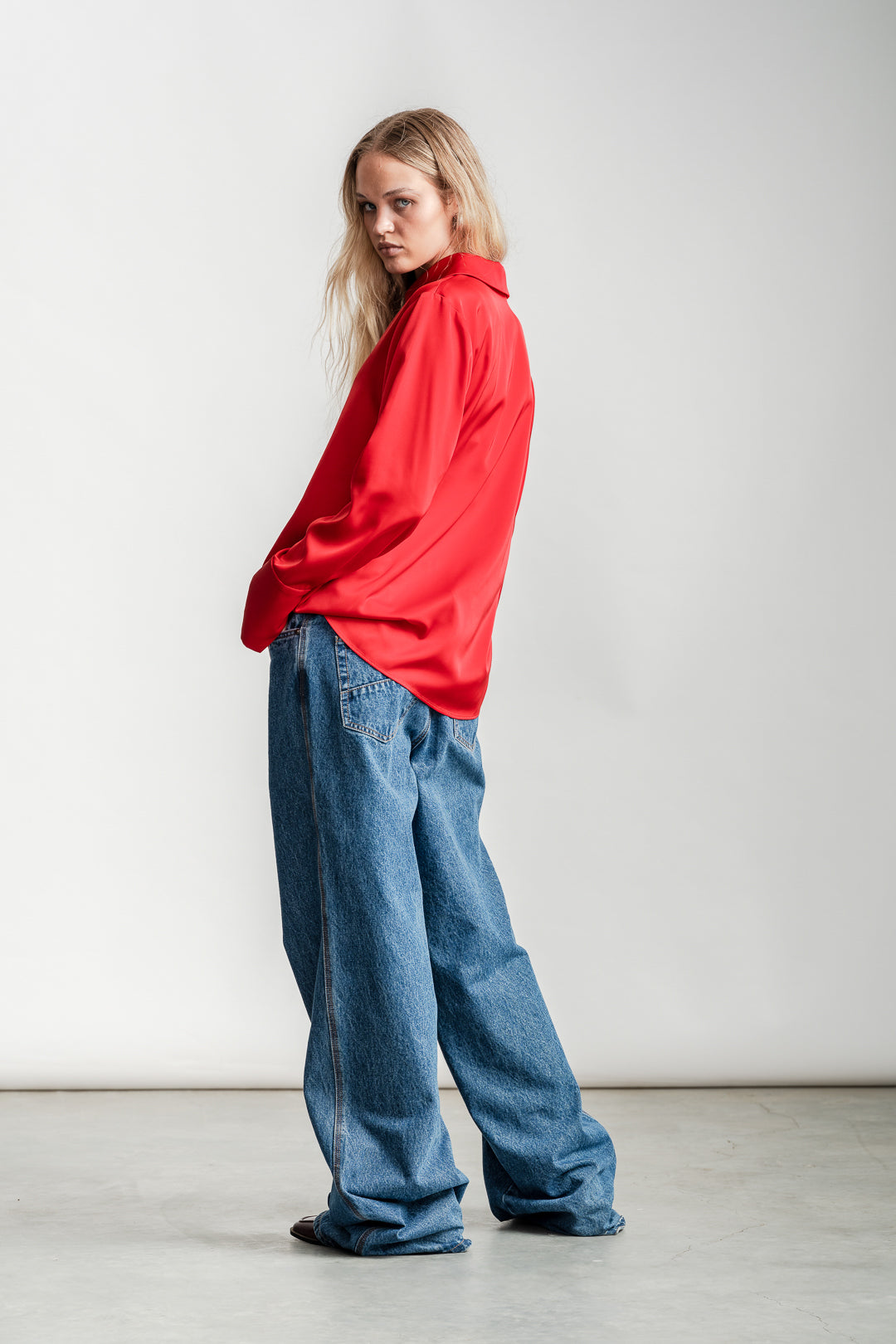 Charlie Classic Satin Shirt _ 163823 _ Red Grindel