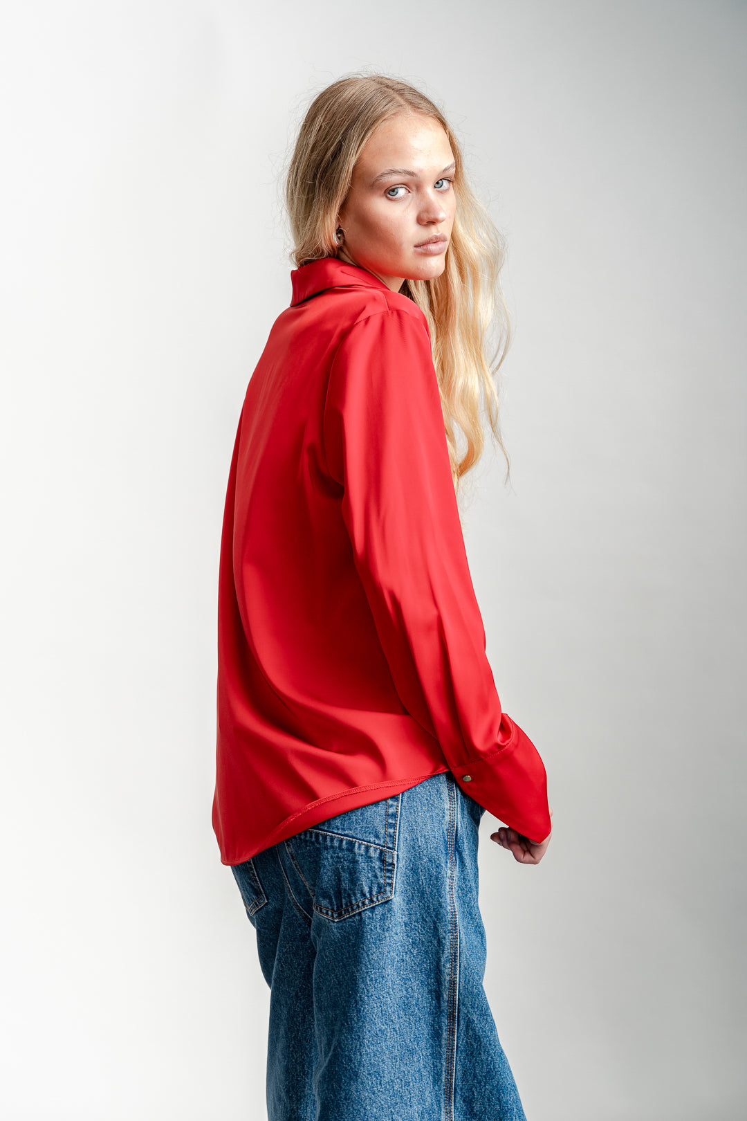 Charlie Classic Satin Shirt _ 163823 _ Red Grindel