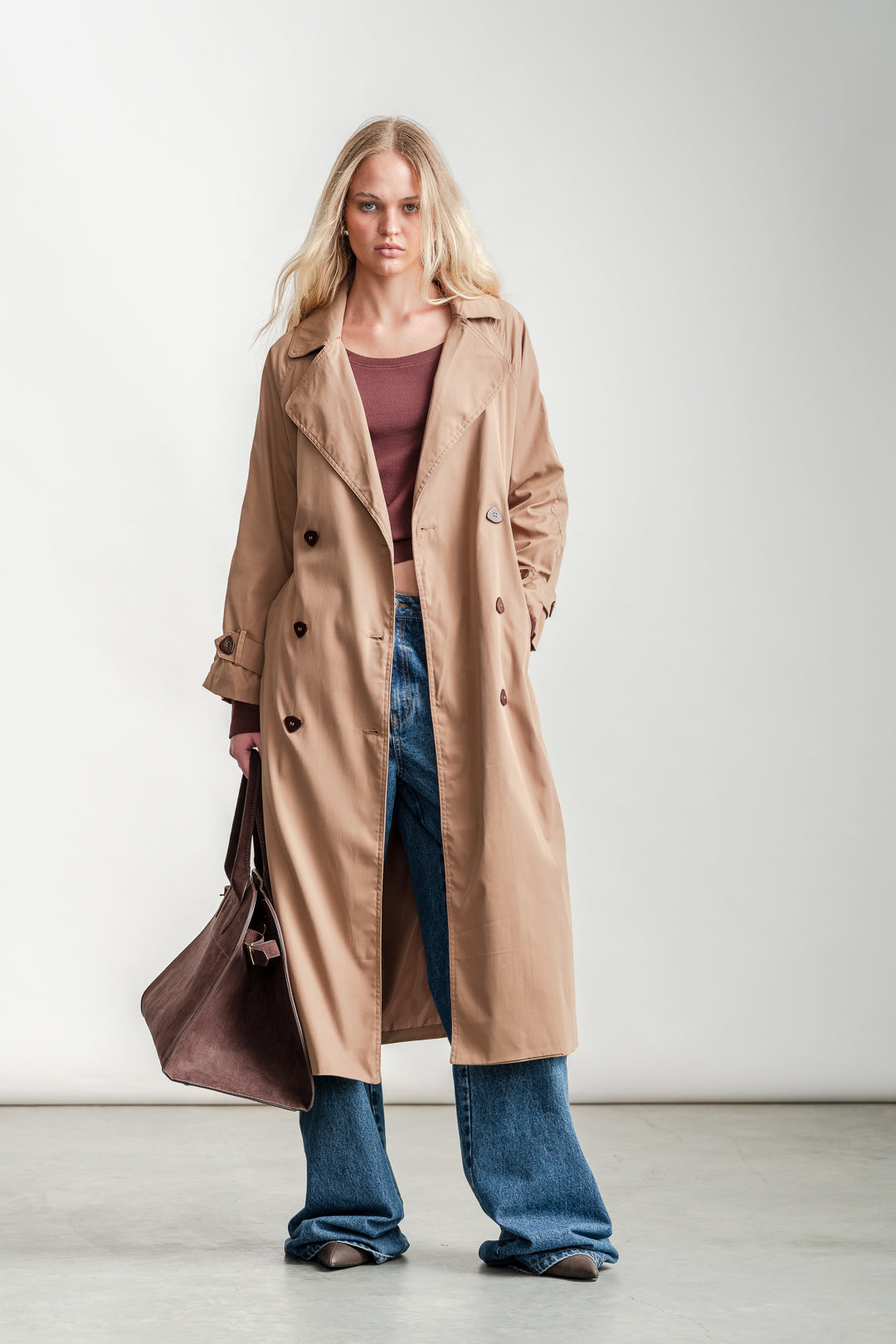Meg Trench Coat _ 158607 _ Stone