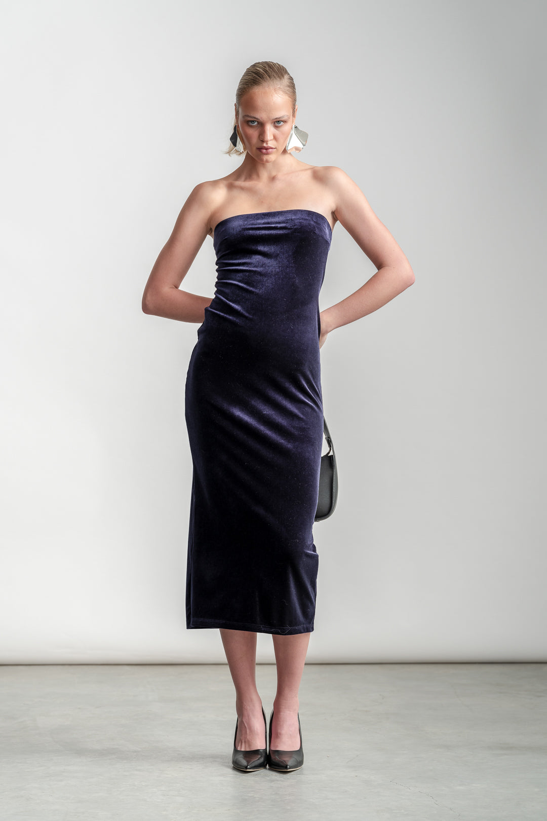 Violet Velour Boobtube Dress _ 157118 _ Navy