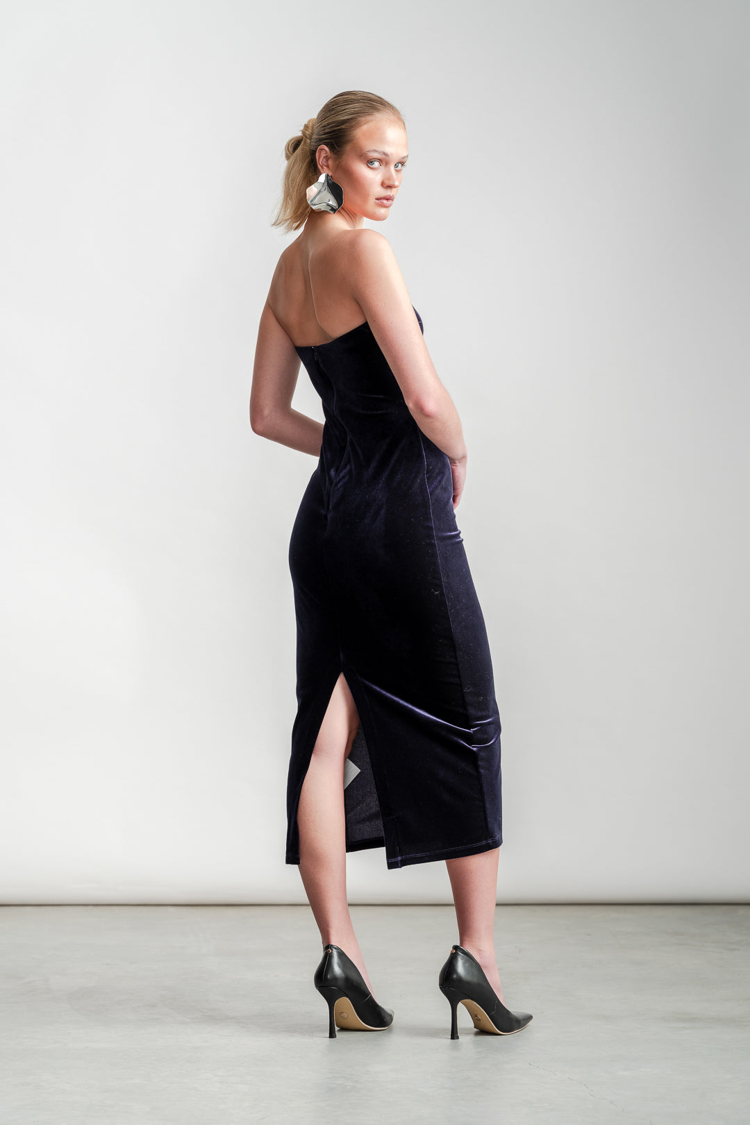 Violet Velour Boobtube Dress _ 157118 _ Navy