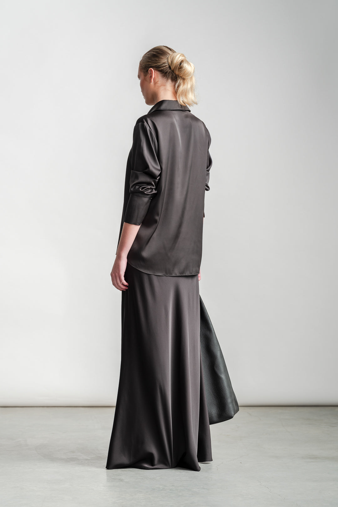 Charlie Classic Satin Shirt _ 163822 _ Black Texture