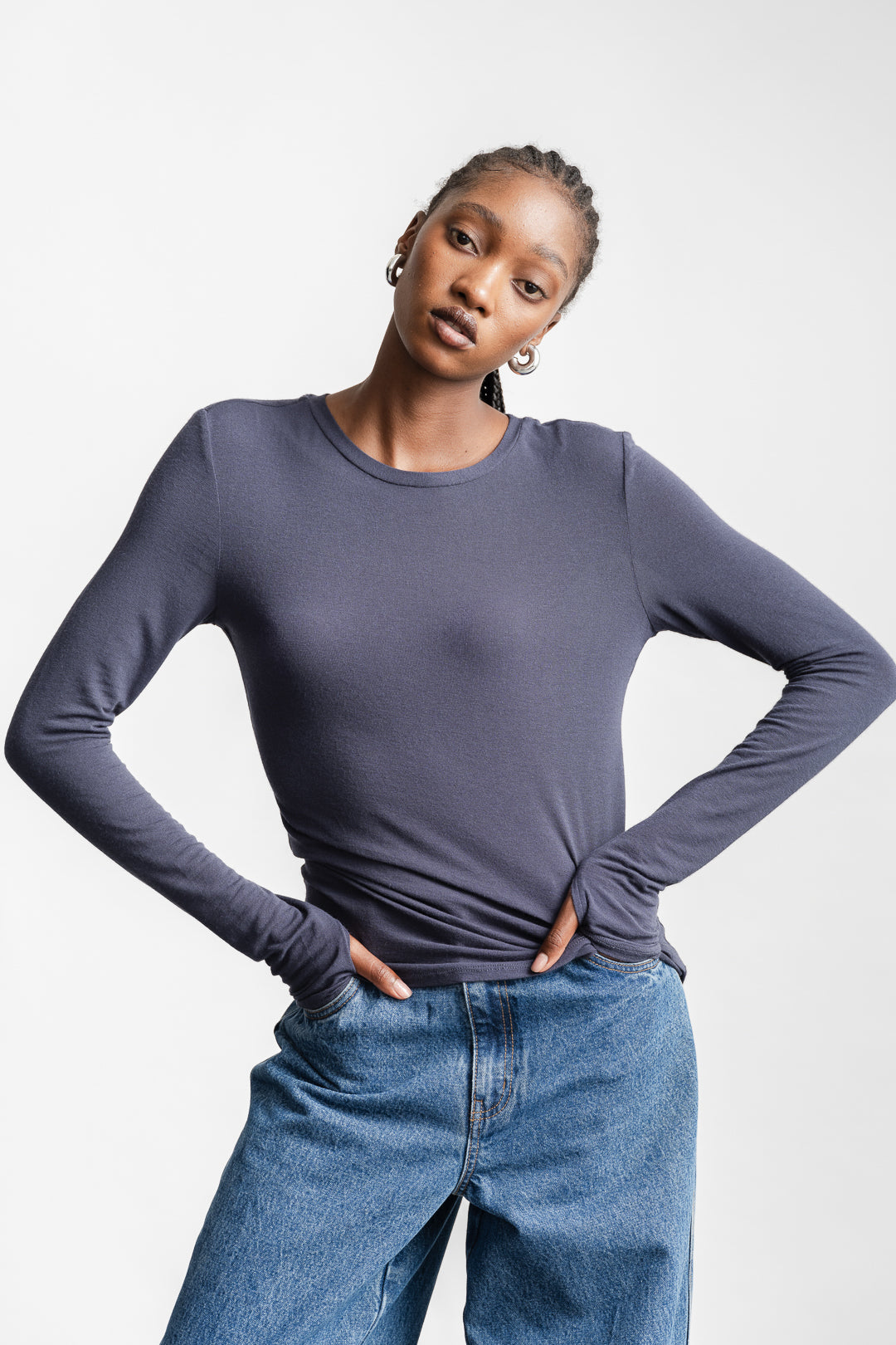 Leah Cut And Sew Layering Top _ 160732 _ Navy