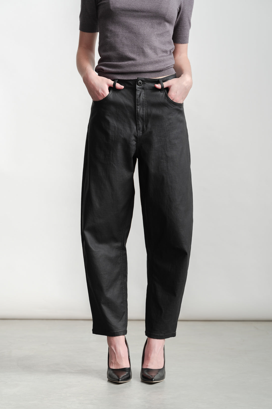 Khanyisa Coated Barrel Leg Jeans _ 161992 _ Black Texture