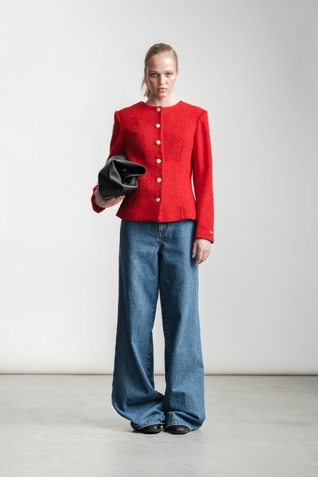 Charlotte Boucle Collarless Jacket _ 162671 _ Red