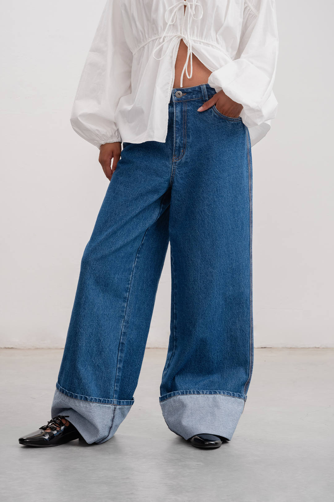 Maya Wide Leg Denim _ 169084 _ Dark Blue