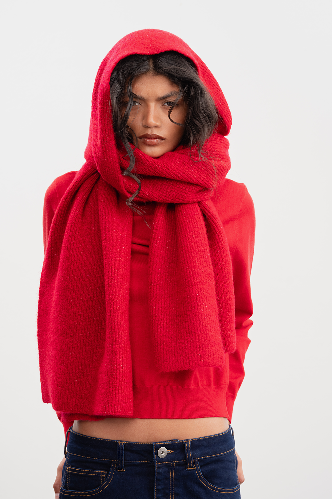 Thalita Rib Knit Scarf _ 160145 _ Red
