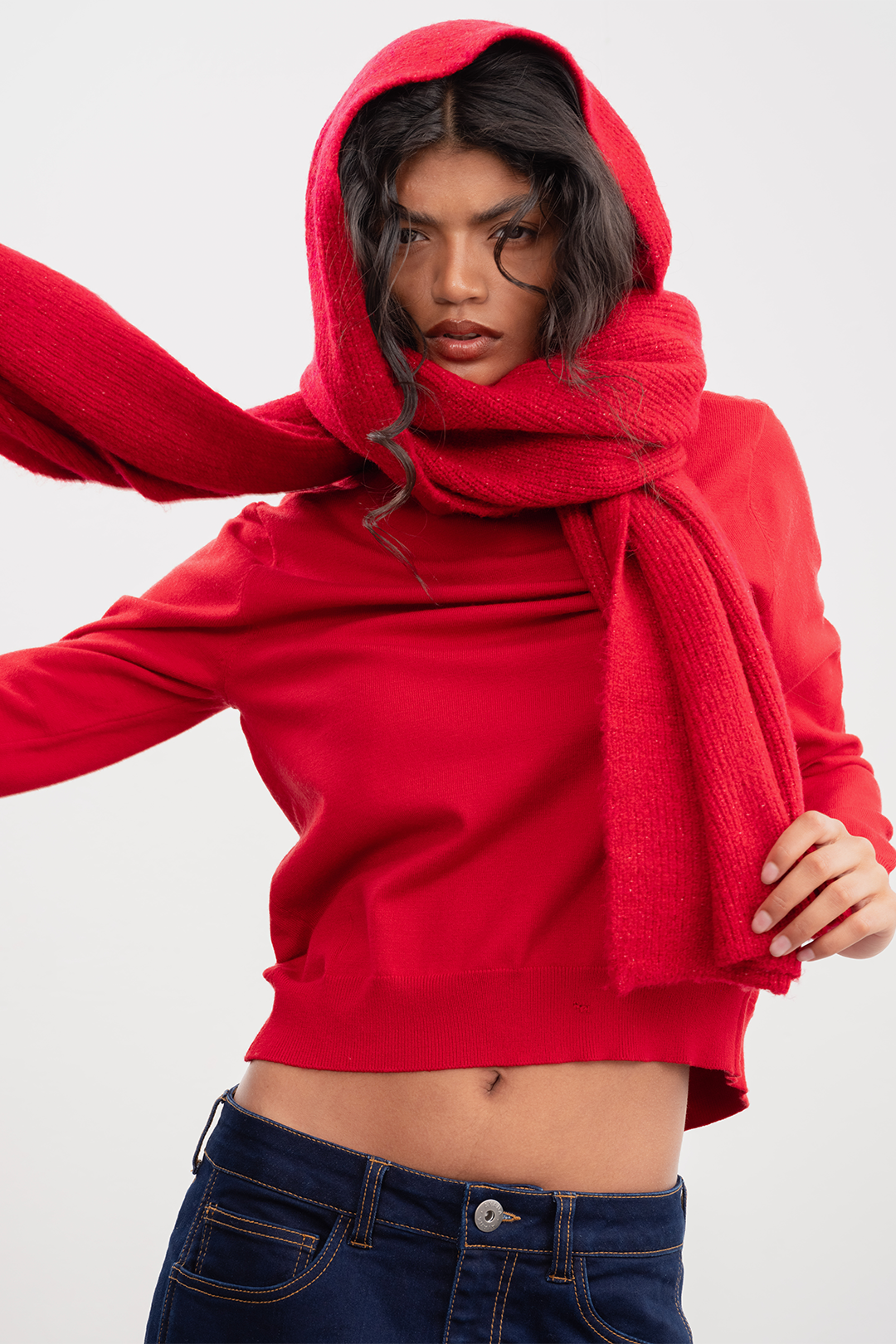 Thalita Rib Knit Scarf _ 160145 _ Red