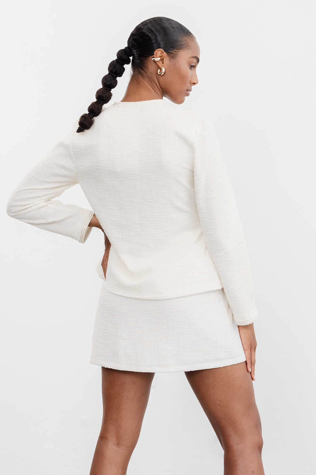 Candice Tweed Mini Skirt _ 162787 _ Ecru