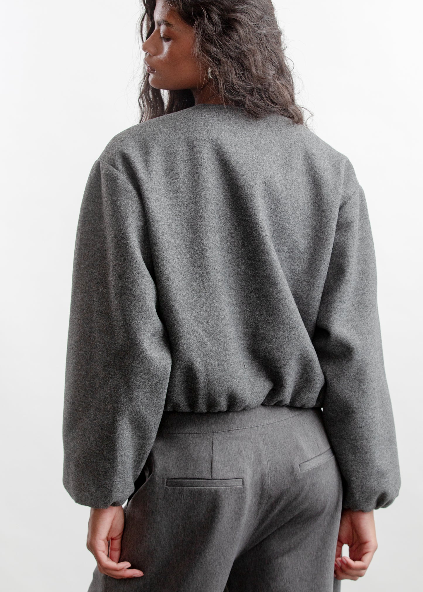 Scarlett Bomber Jacket _ 159005 _ Grey Mel