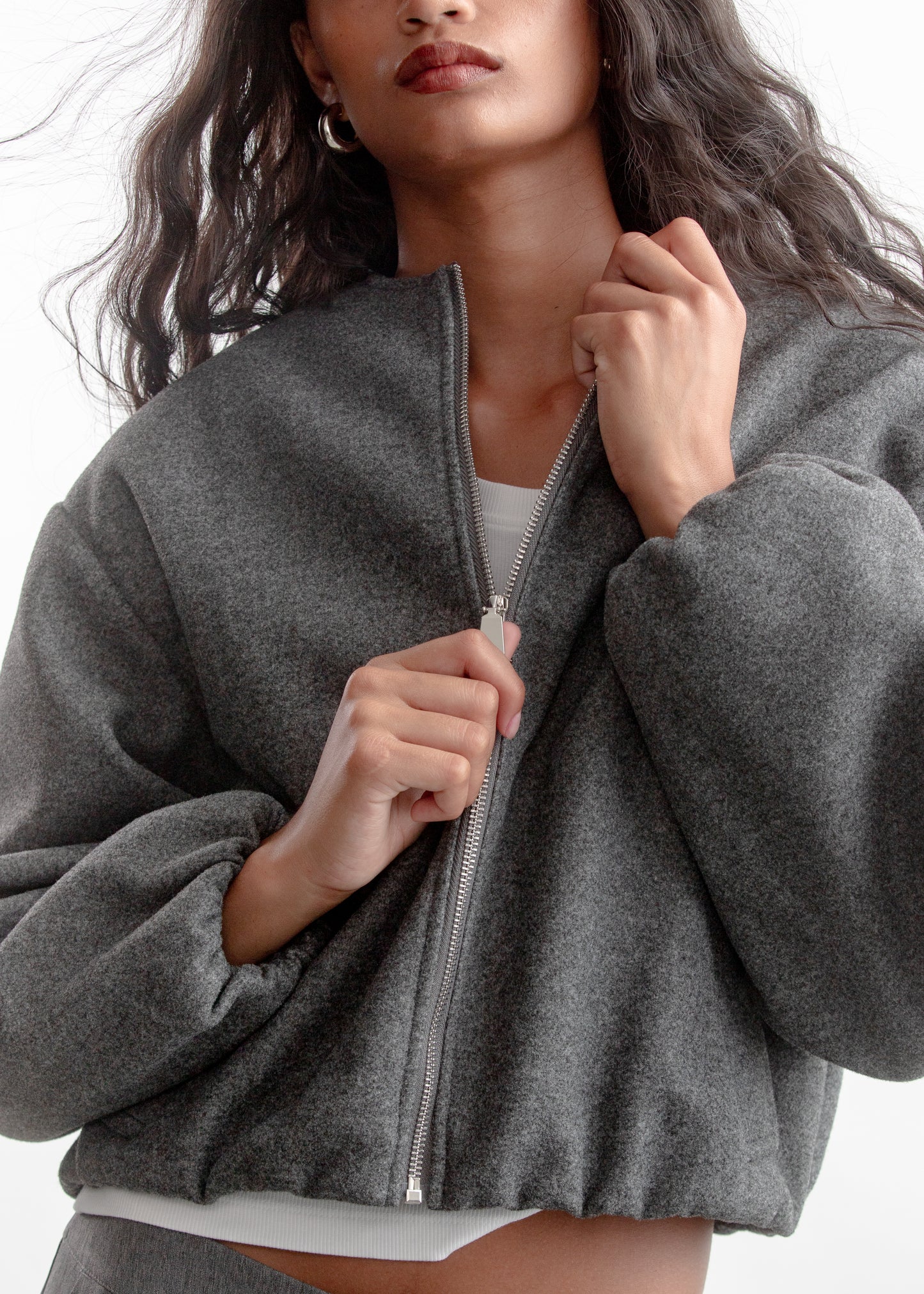 Scarlett Bomber Jacket _ 159005 _ Grey Mel