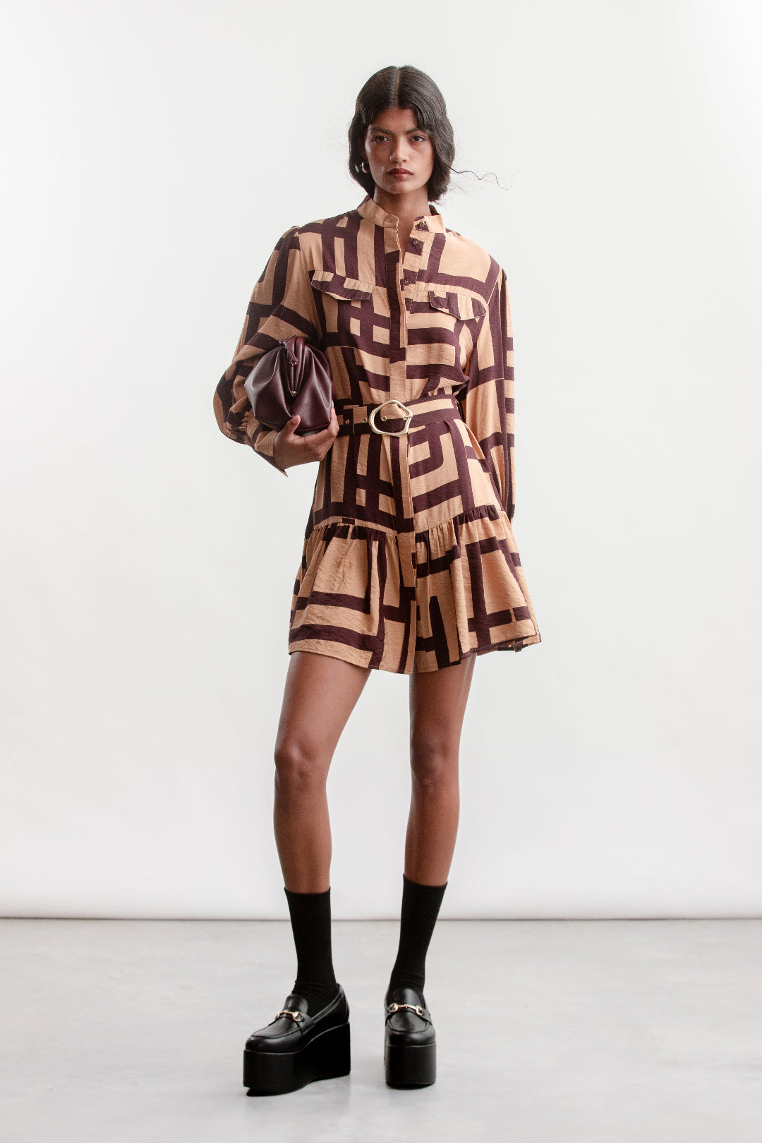 Jami Shirt Dress _ 157662 _ Brown