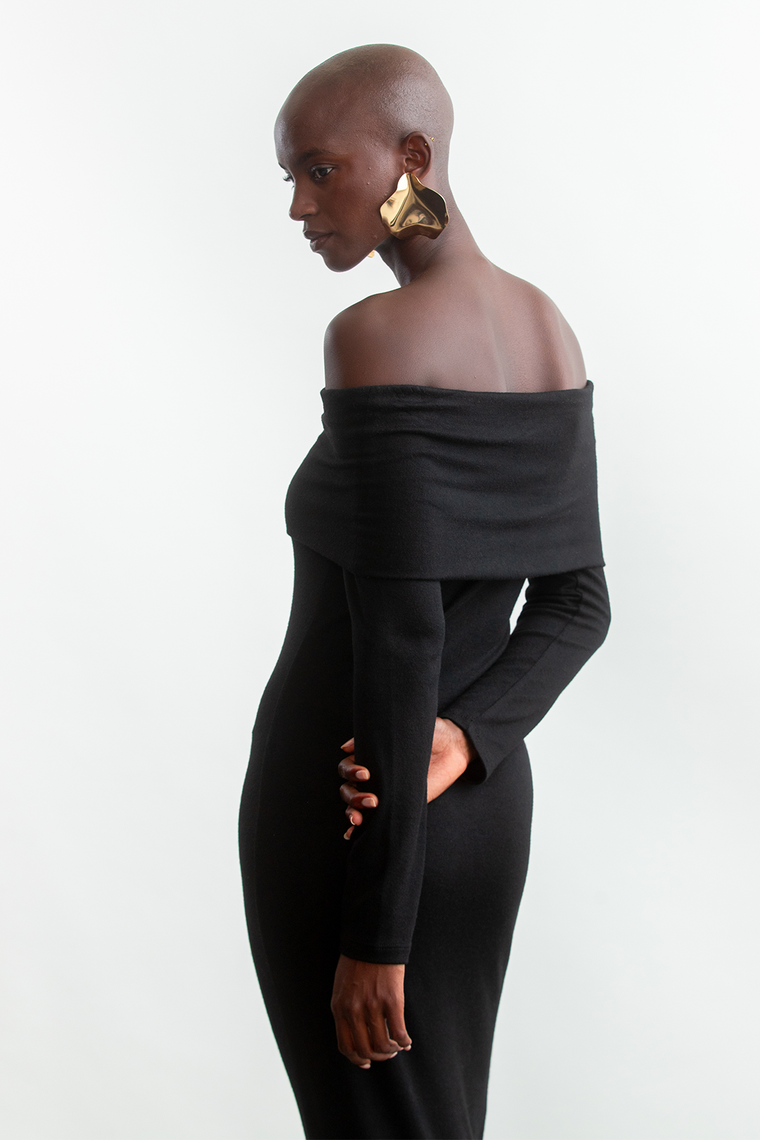 Amelia Bardot Dress _ 157177 _ Black Texture