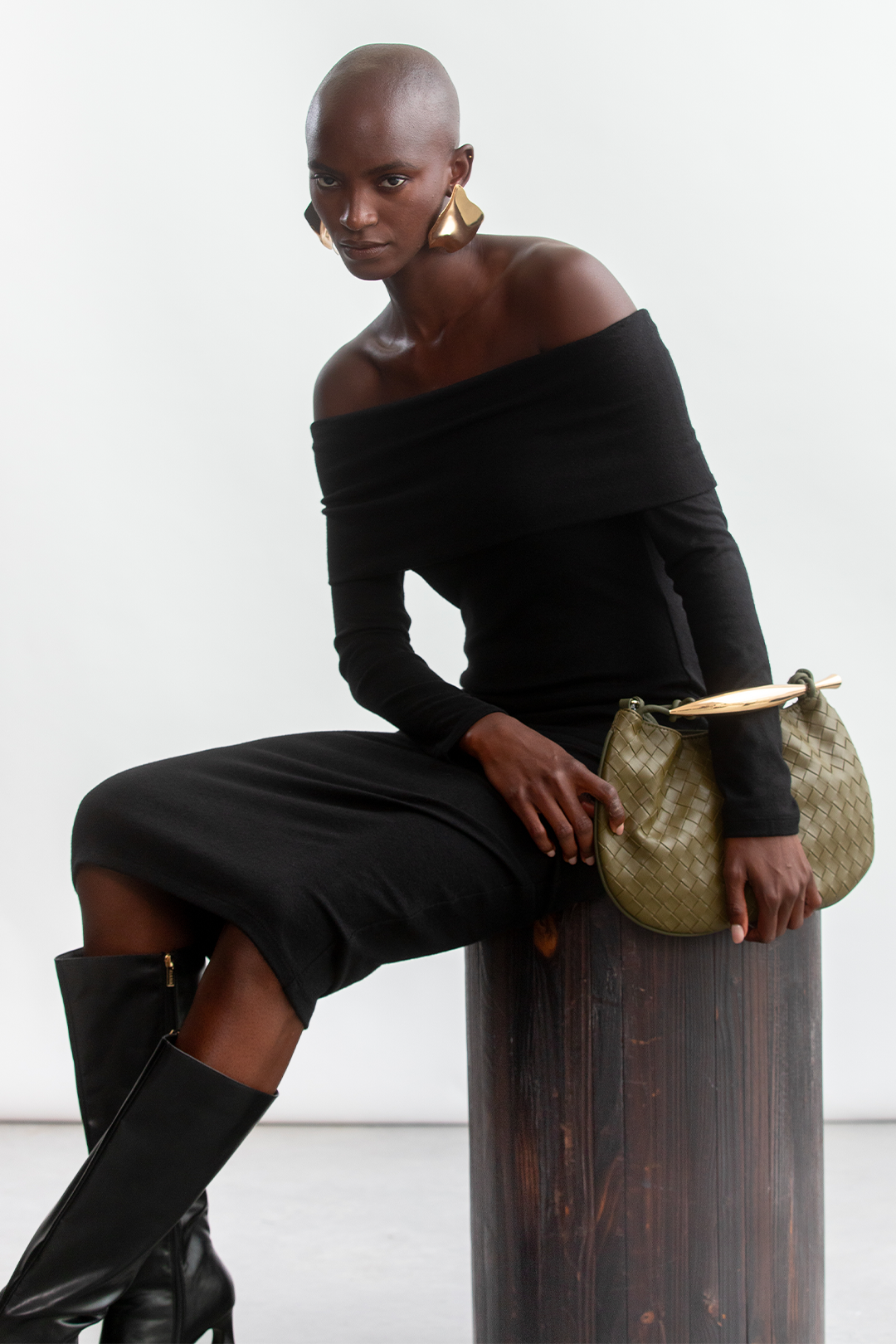 Amelia Bardot Dress _ 157177 _ Black Texture