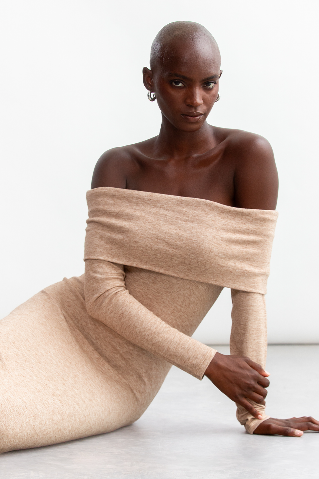 Amelia Bardot Dress _ 157174 _ Oatmeal