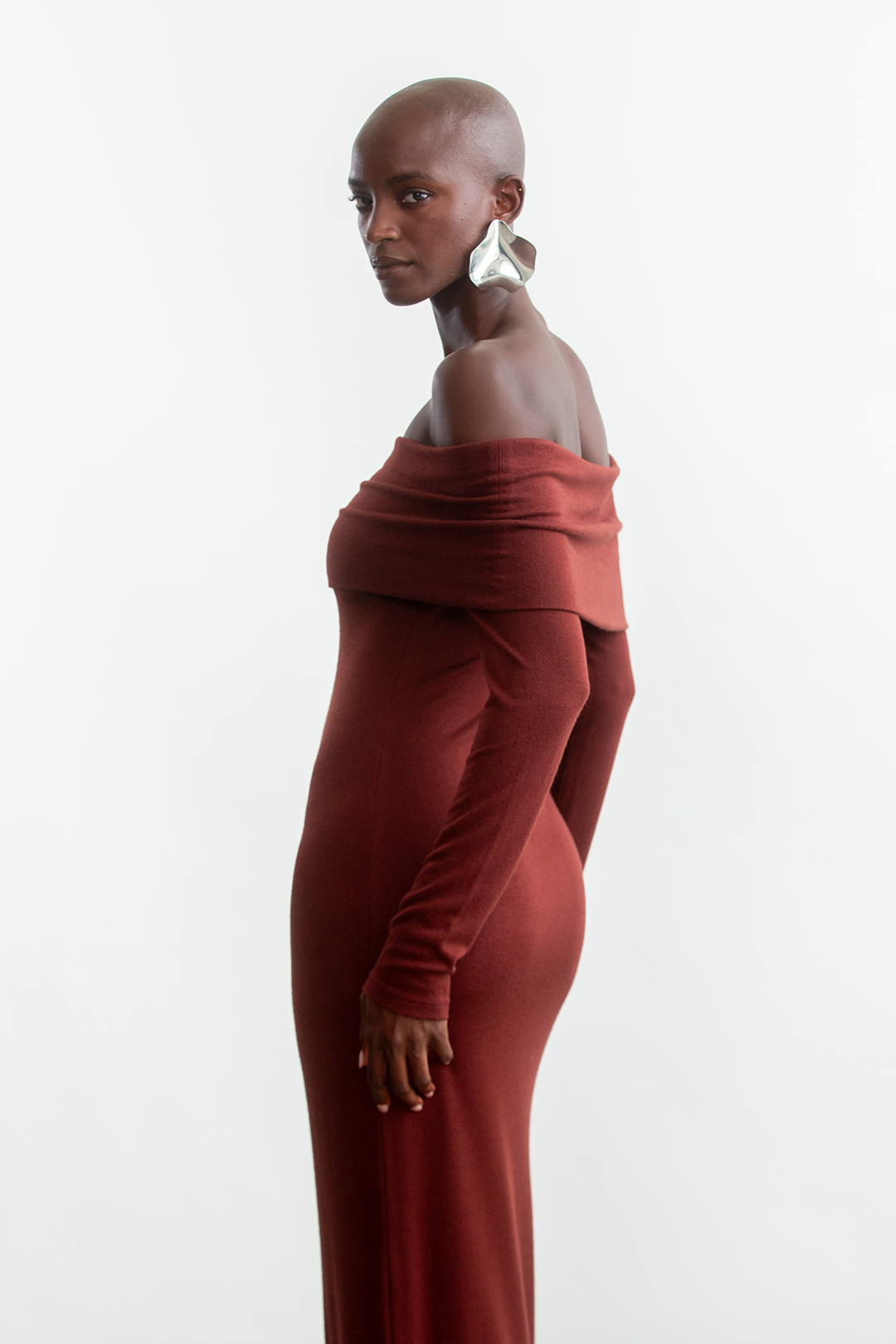 Amelia Bardot Dress _ 157186 _ Chocolate