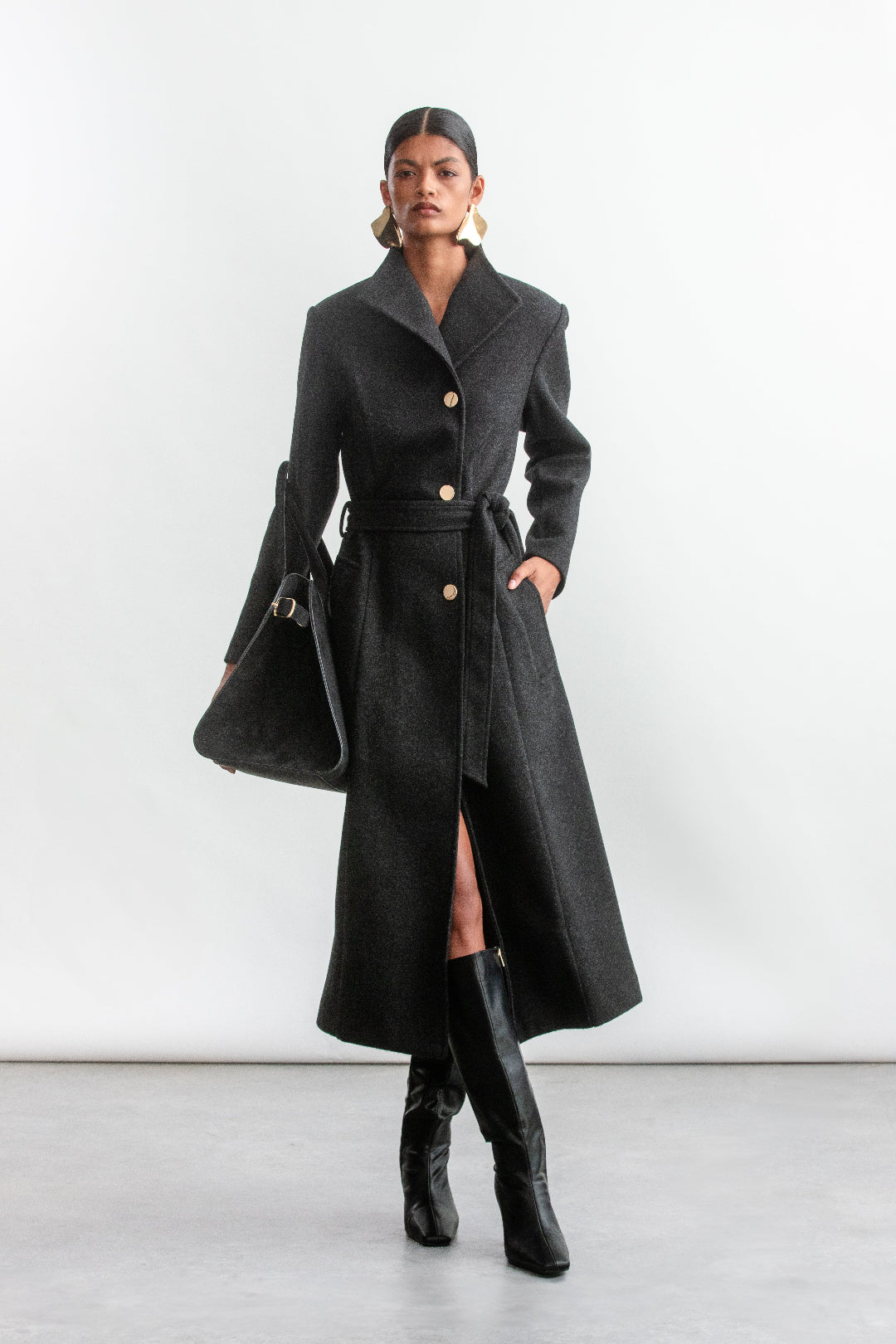 Lauren Wrap Coat _ 158827 _ Grey Mel