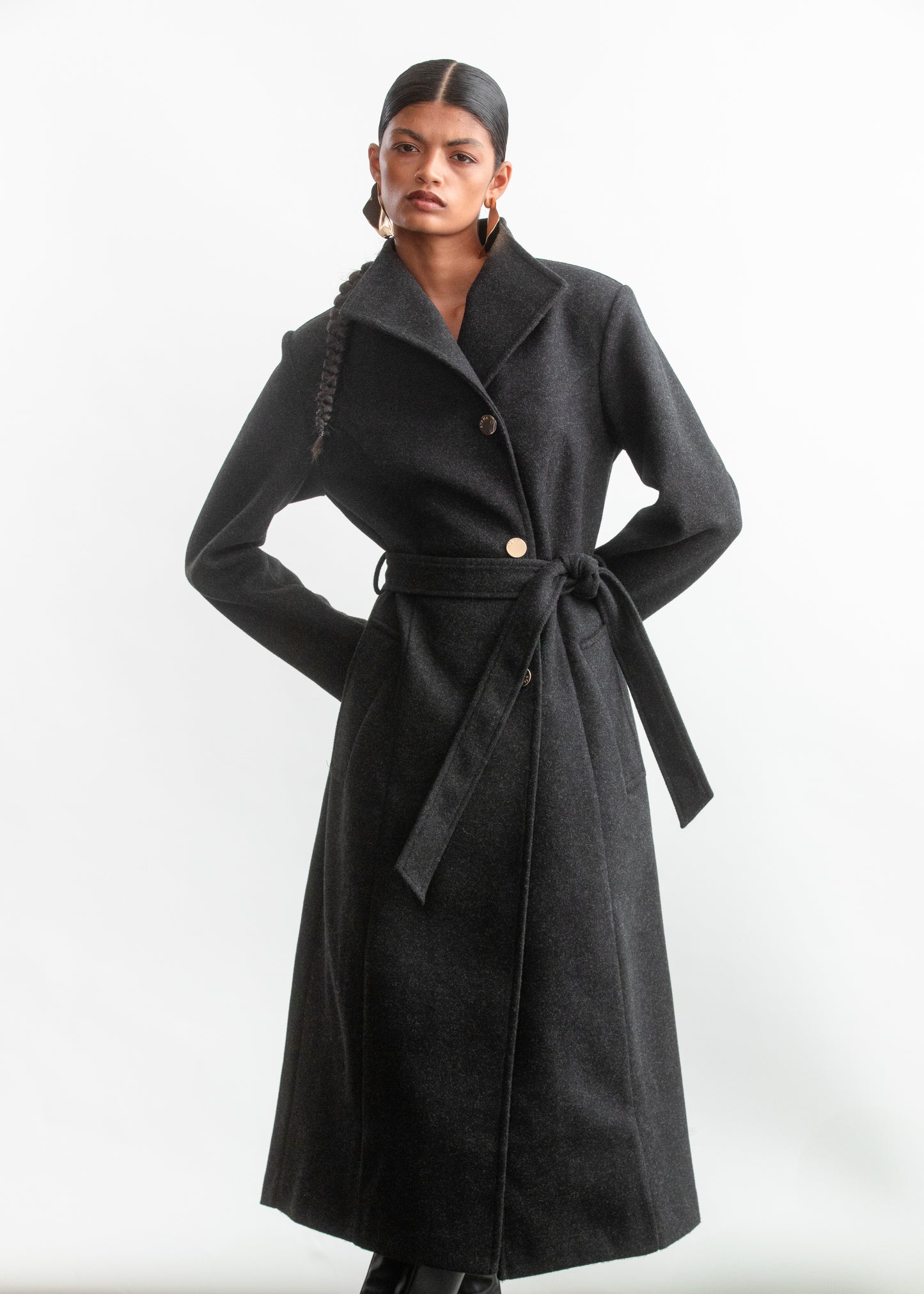 Lauren Wrap Coat _ 158827 _ Grey Mel